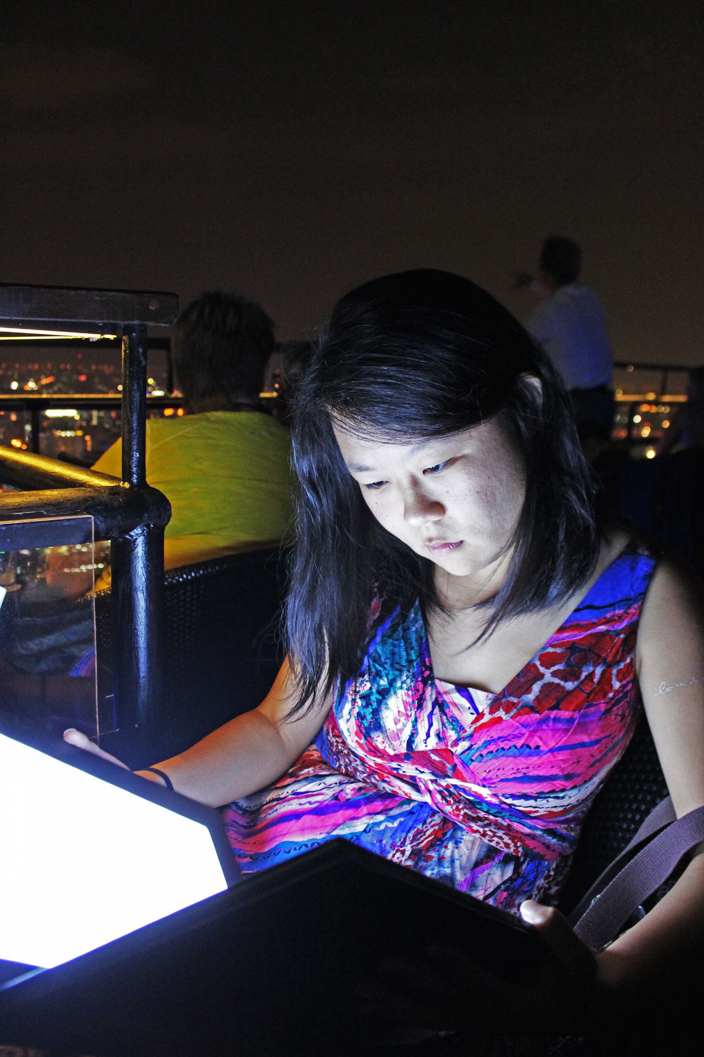Julie at the Vertigo Moon Bar, Bangkok, Thailand