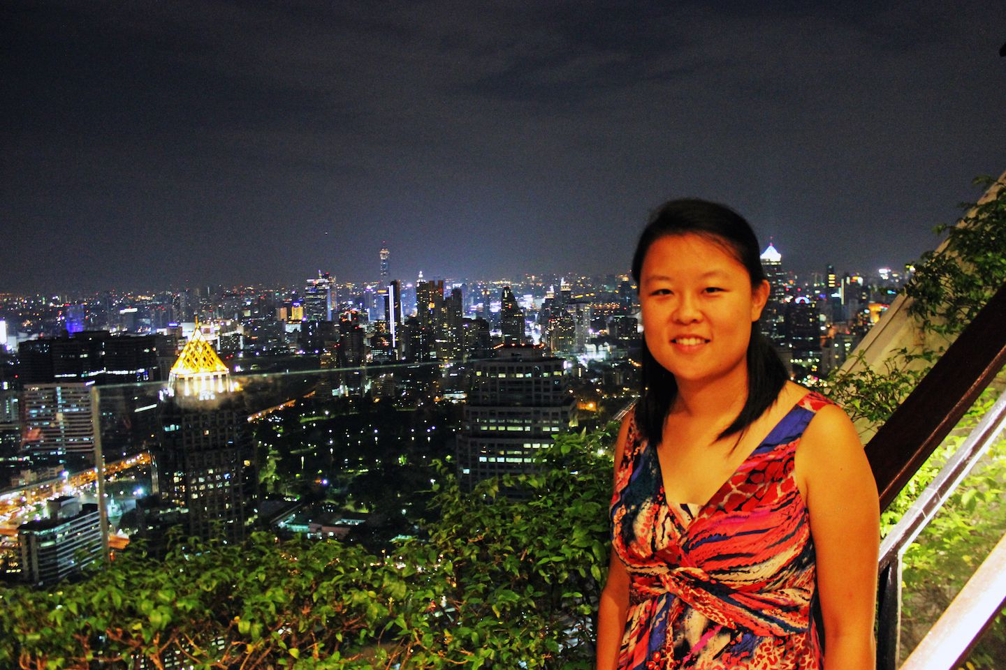 Julie at the Vertigo Moon Bar overlooking Bangkok, Thailand