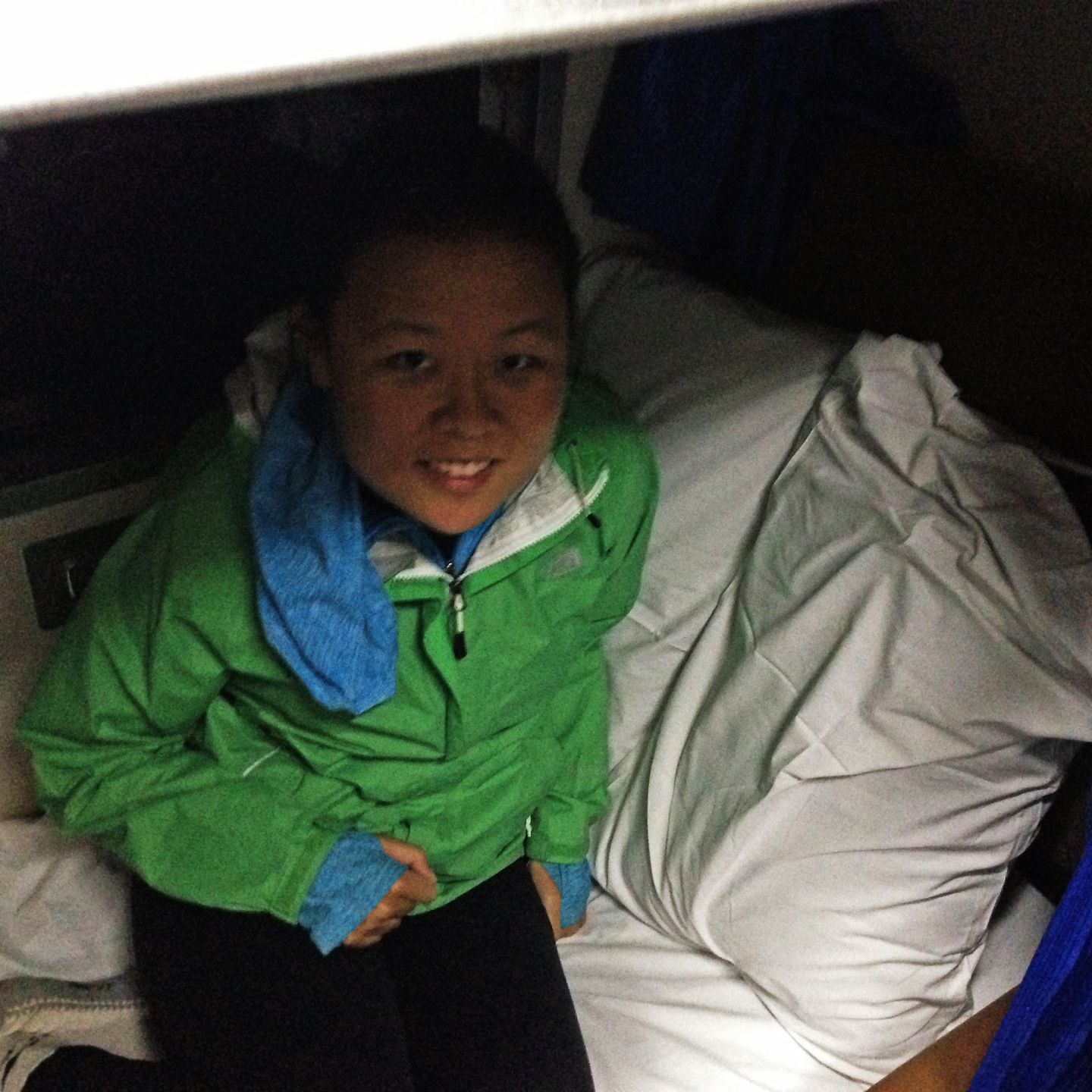 Julie on the train from Bangkok to Surat Thani