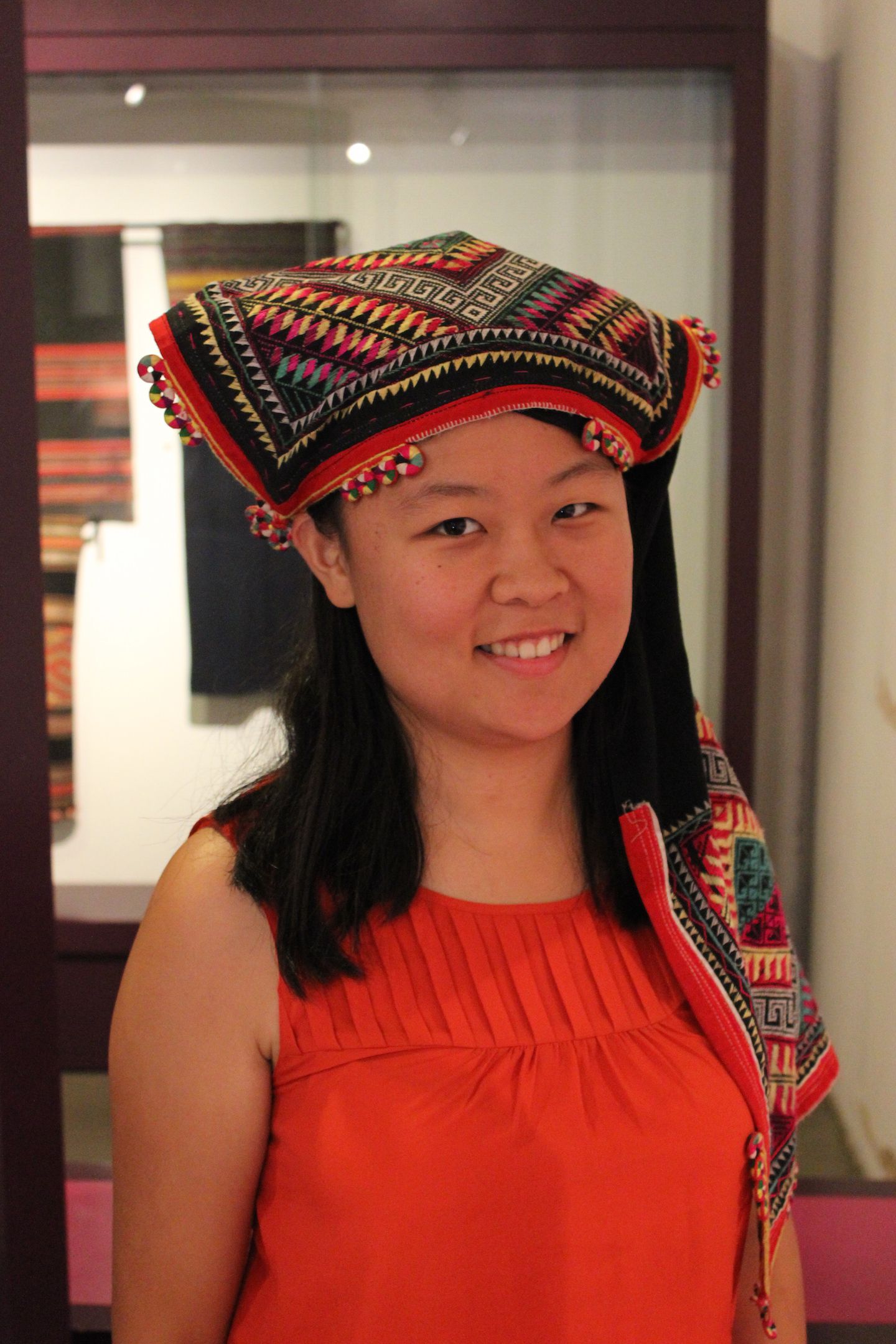Julie wearing a ethnical headband