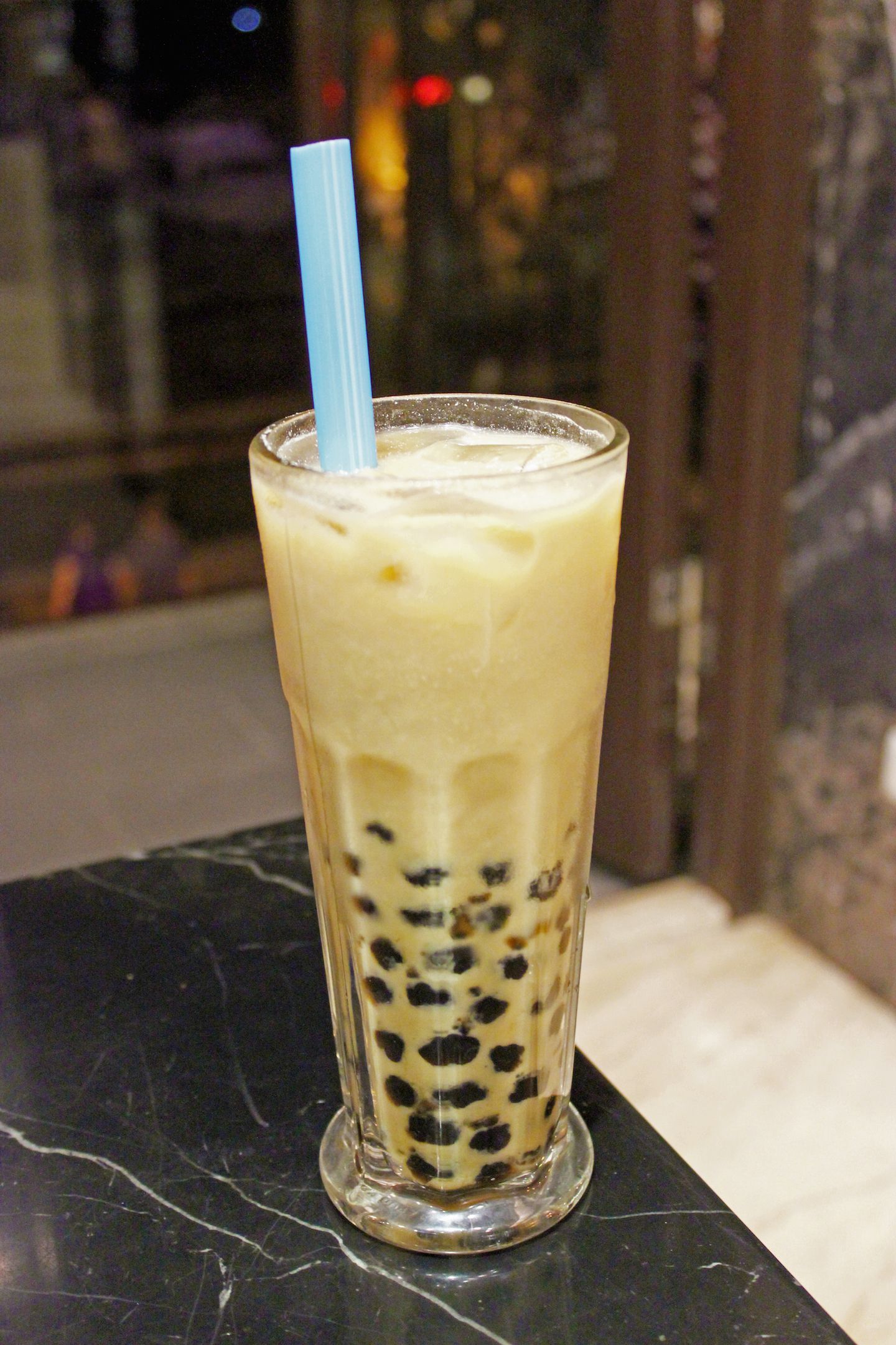 Large glass of milk tea with pearls