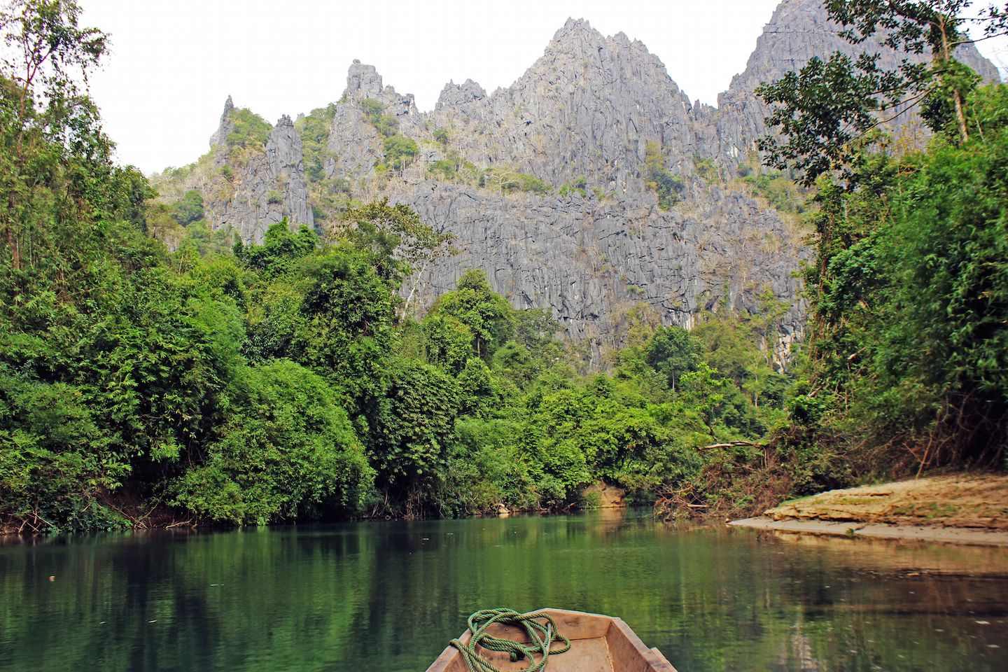 Limestone mountains at the end of the cave, Konglor Cave, Laos