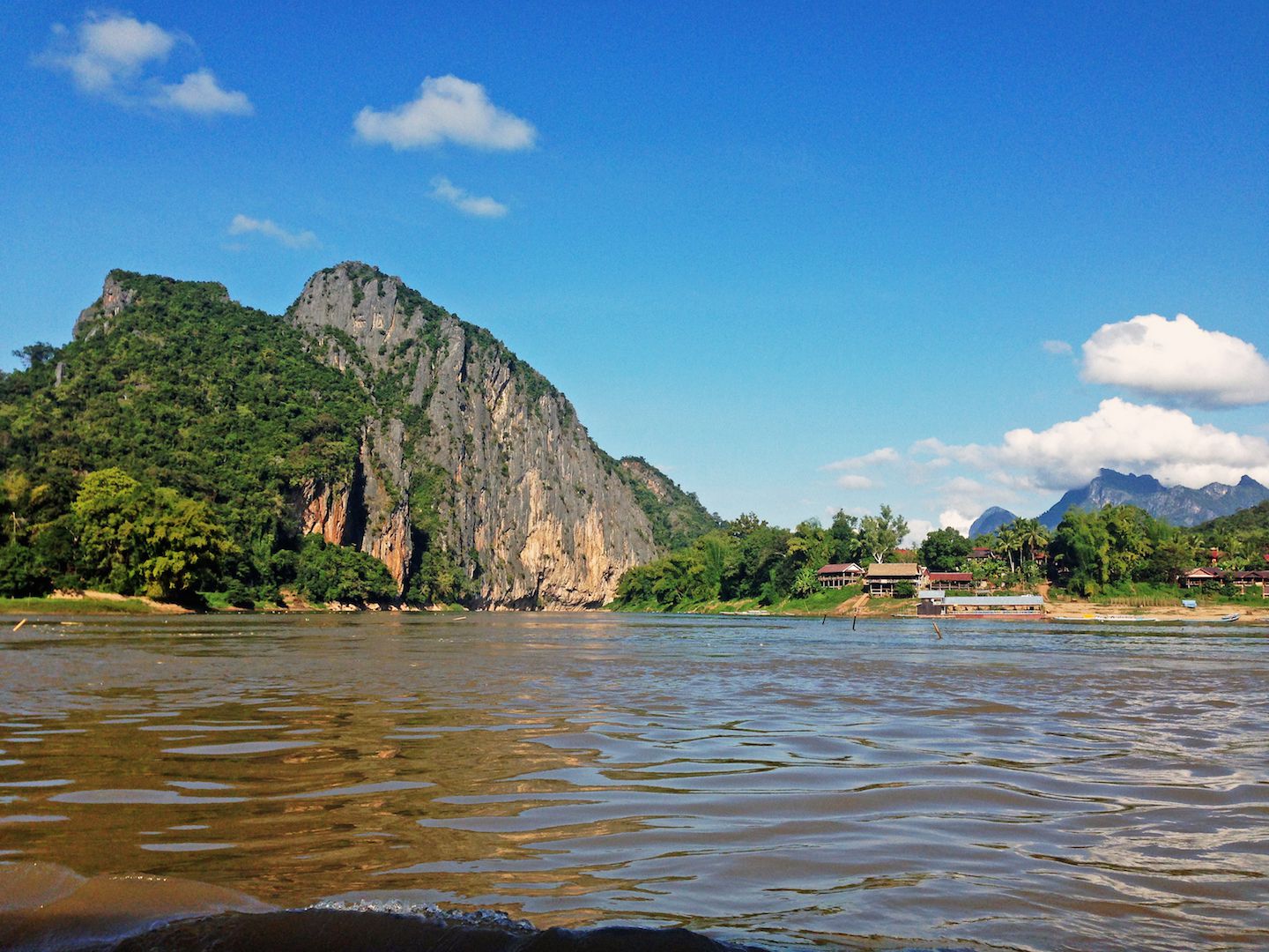 Limestone mountains in the Mekong River in Laos