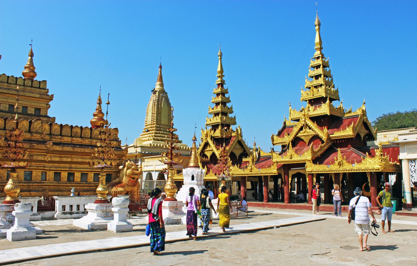 Locals at Schwezigon Pagoda, Bagan, Myanmar