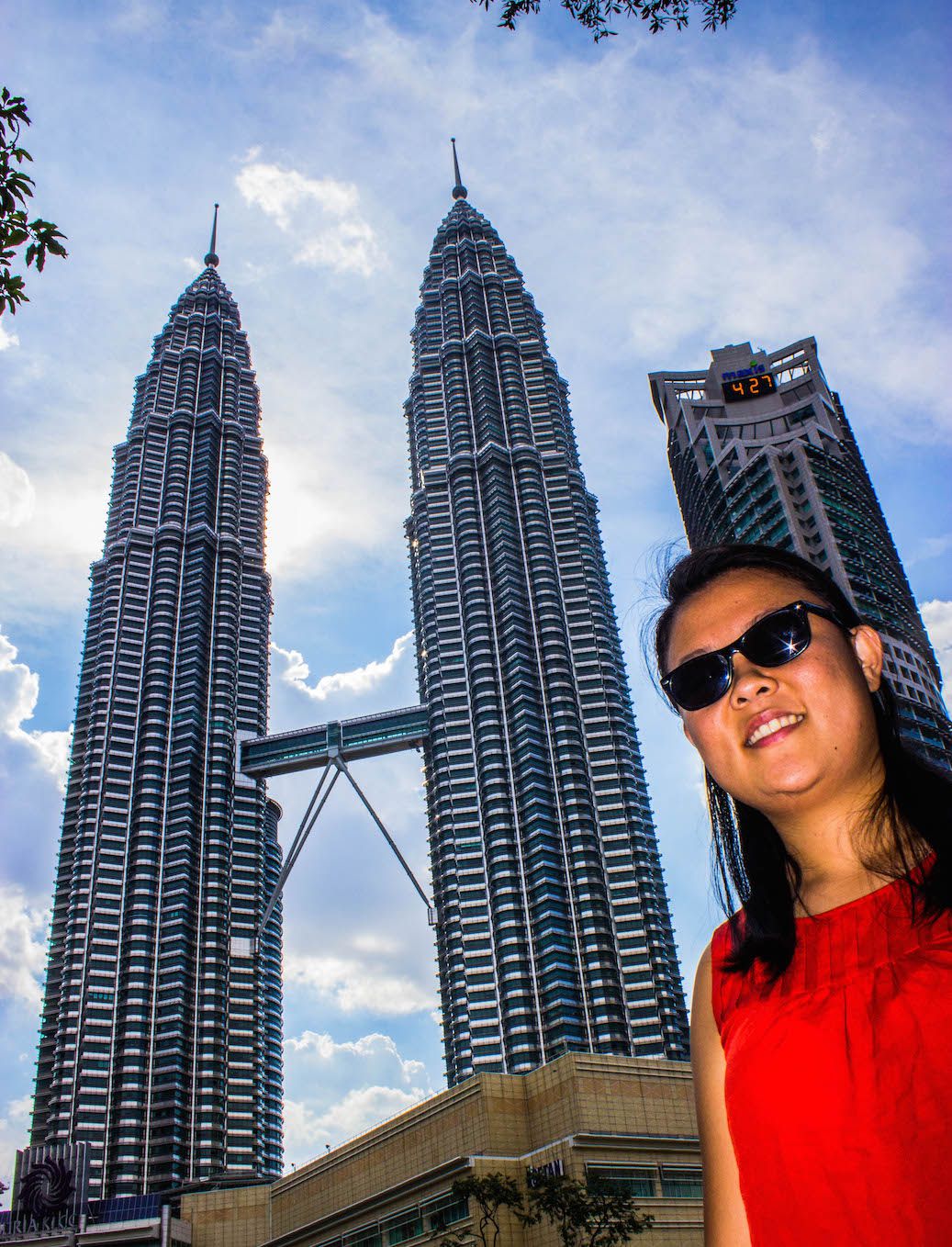 Julie at the Petronas Twin Towers, Kuala Lumpur, Malaysia