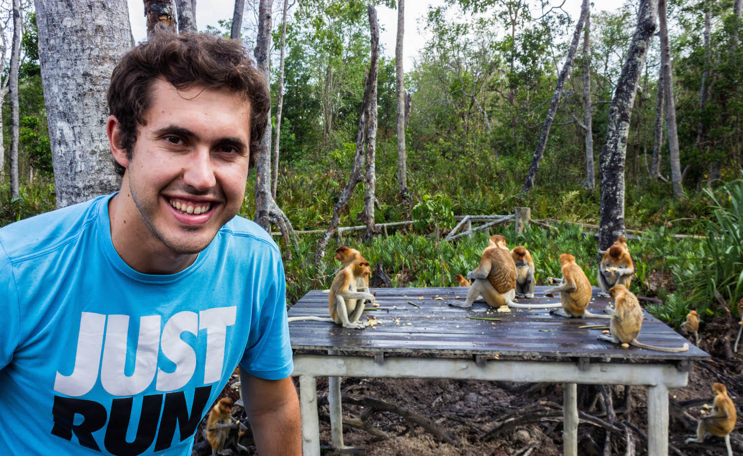 Carlos and the proboscis monkey, Labuk Bay, Malaysia
