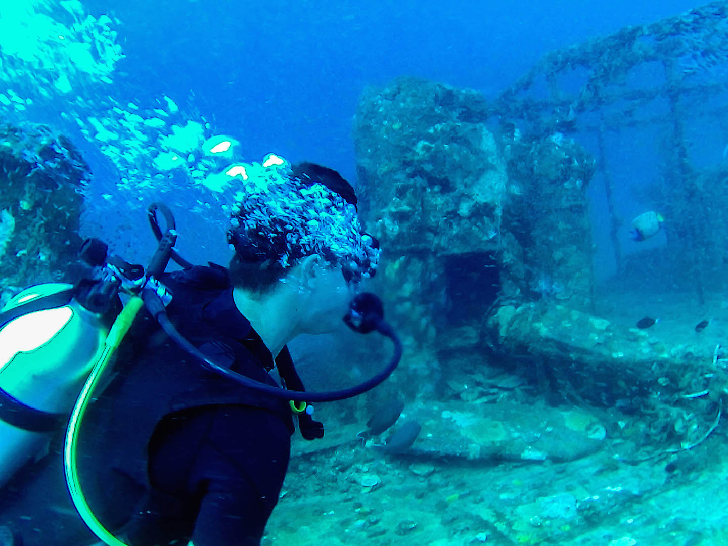Carlos diving at the Kuda Giri Wreck, Maldives