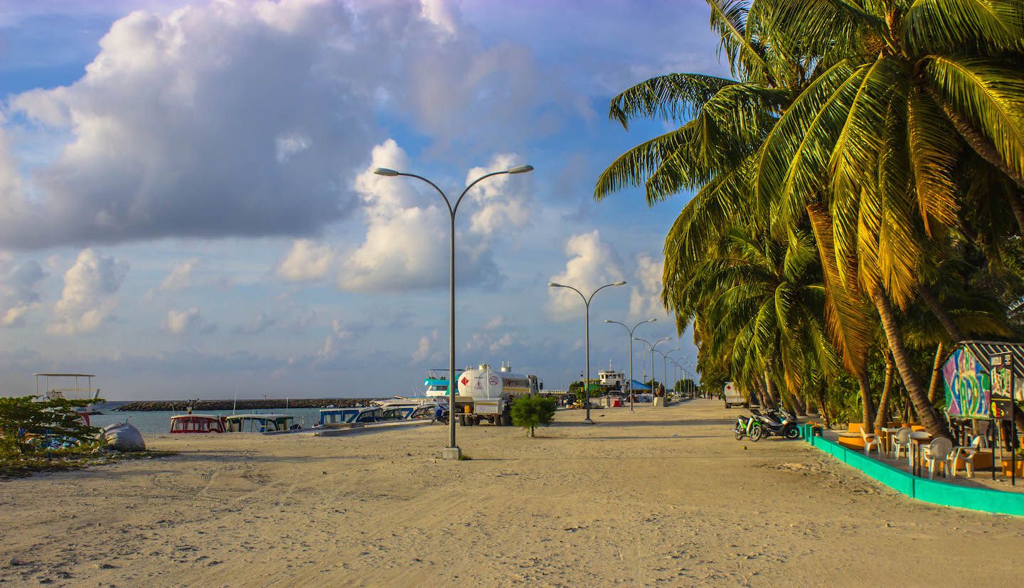 Main road in Maafushi, Maldives