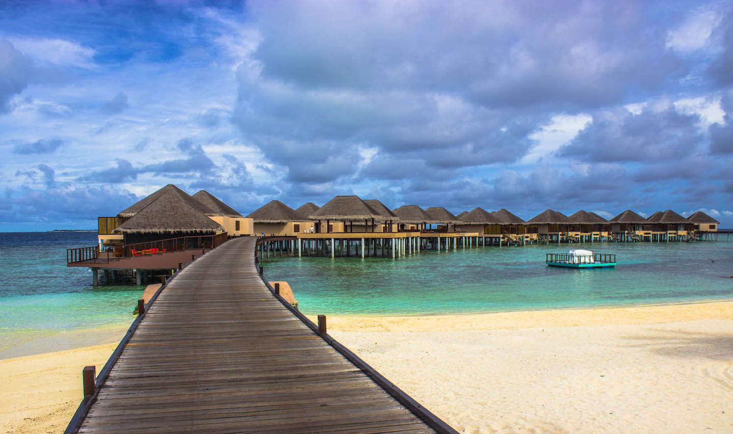Boardwalk to the water bungalows, Vadoo Resort, Maldives