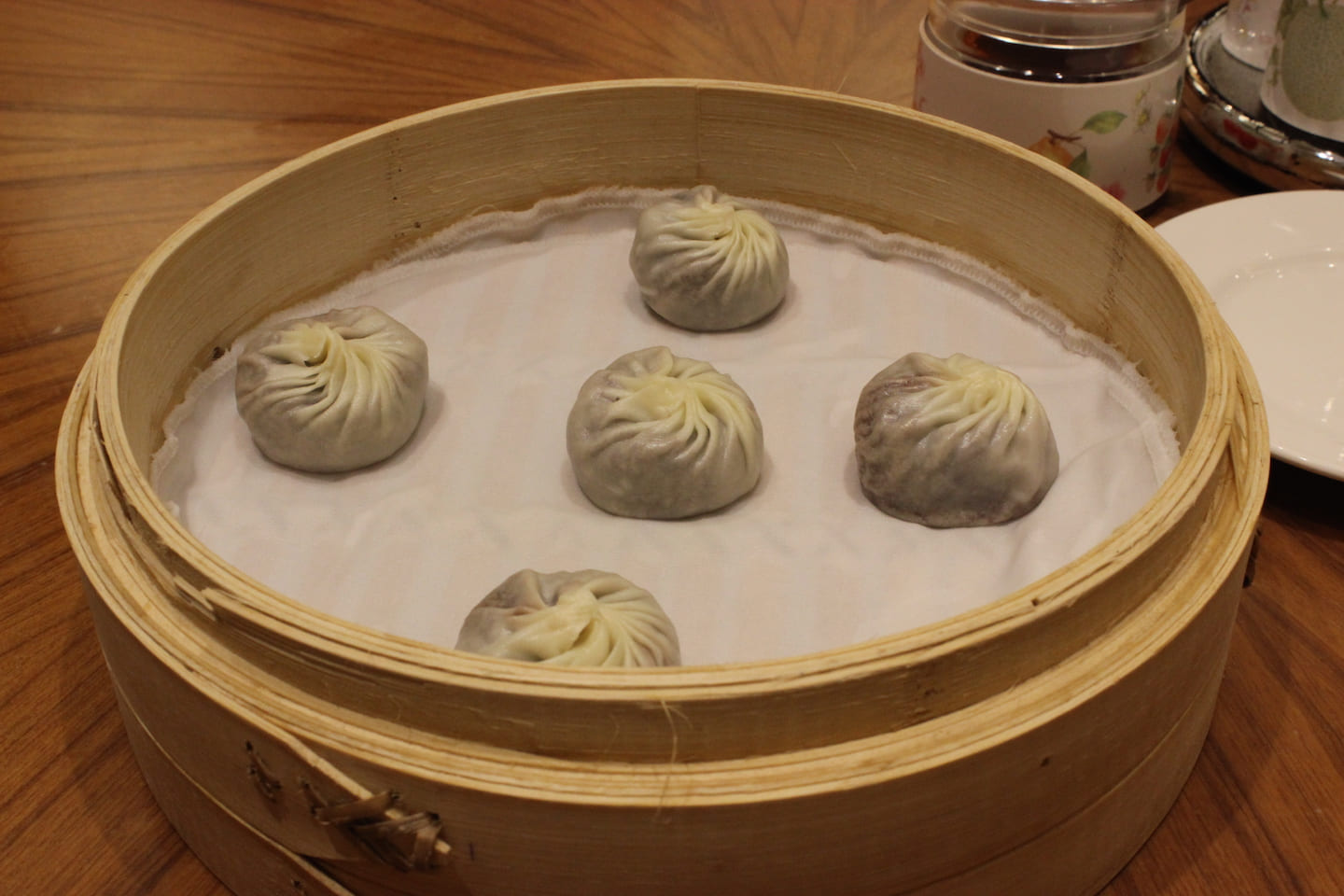 Mini red bean buns at Din Tai Fung.