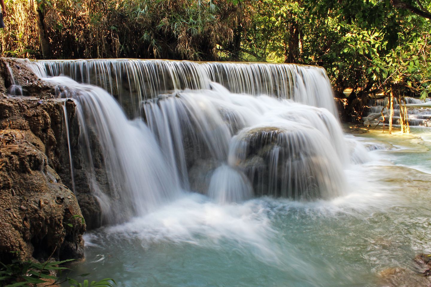 Multi-tiered falls at the Kuang Si Waterfall, Luang Prabang, Laos