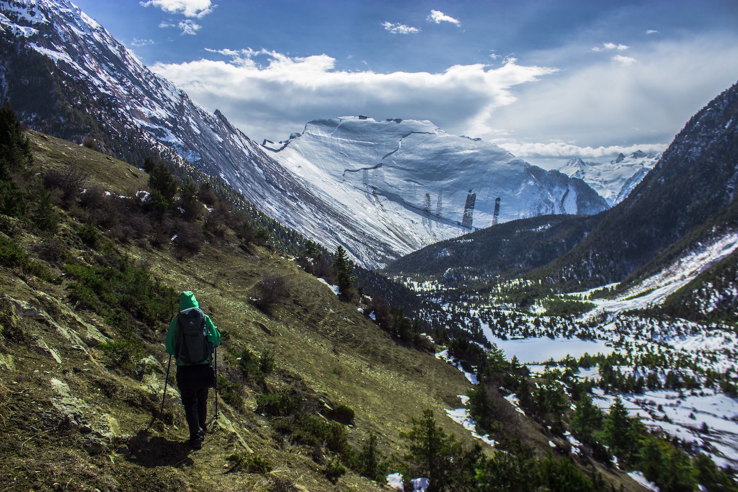 Julie heading back to Dhikur Pokhari, Nepal