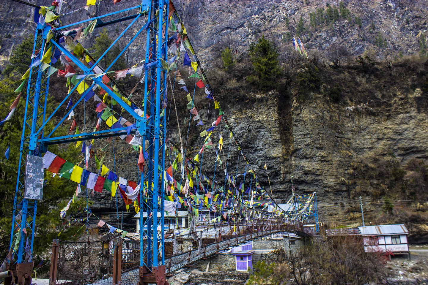 Walking back to Chame, Nepal