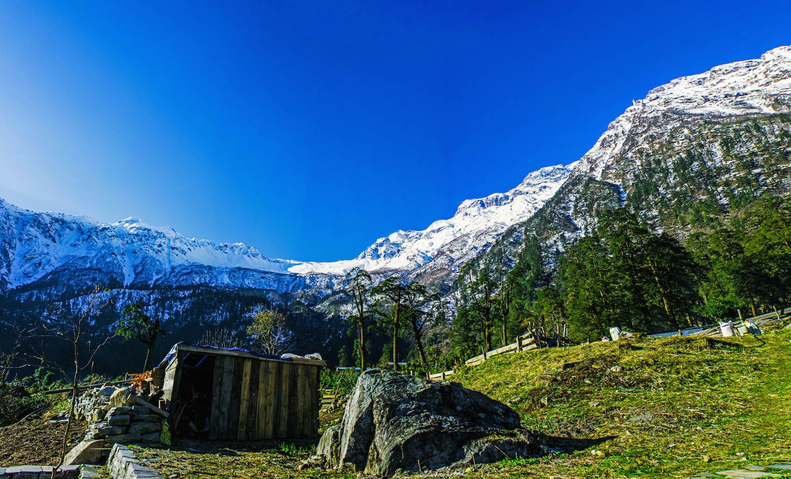 Panorama of the mountains in Temang, Nepal