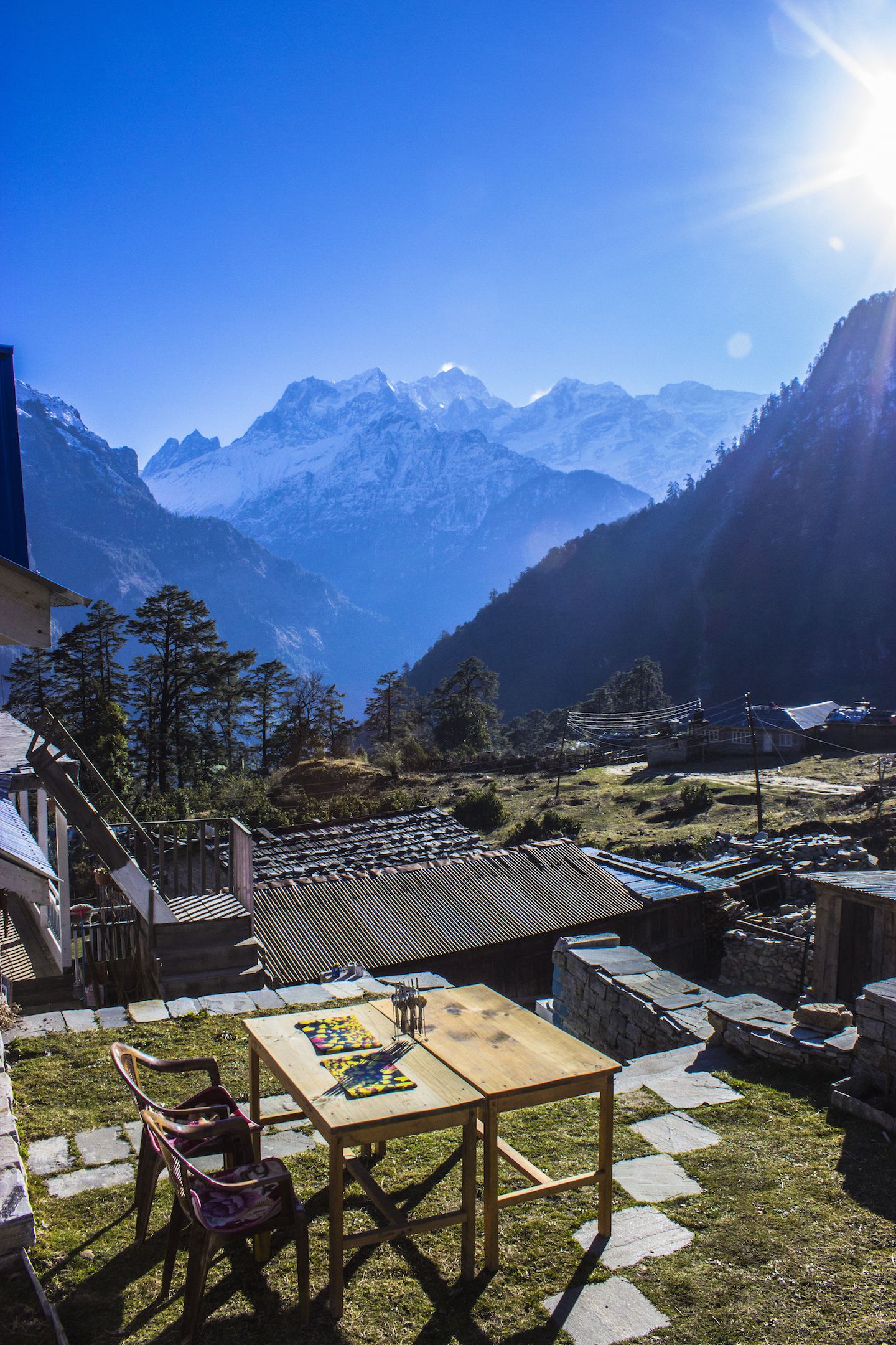 Table at our teahouse in Temang, Nepal