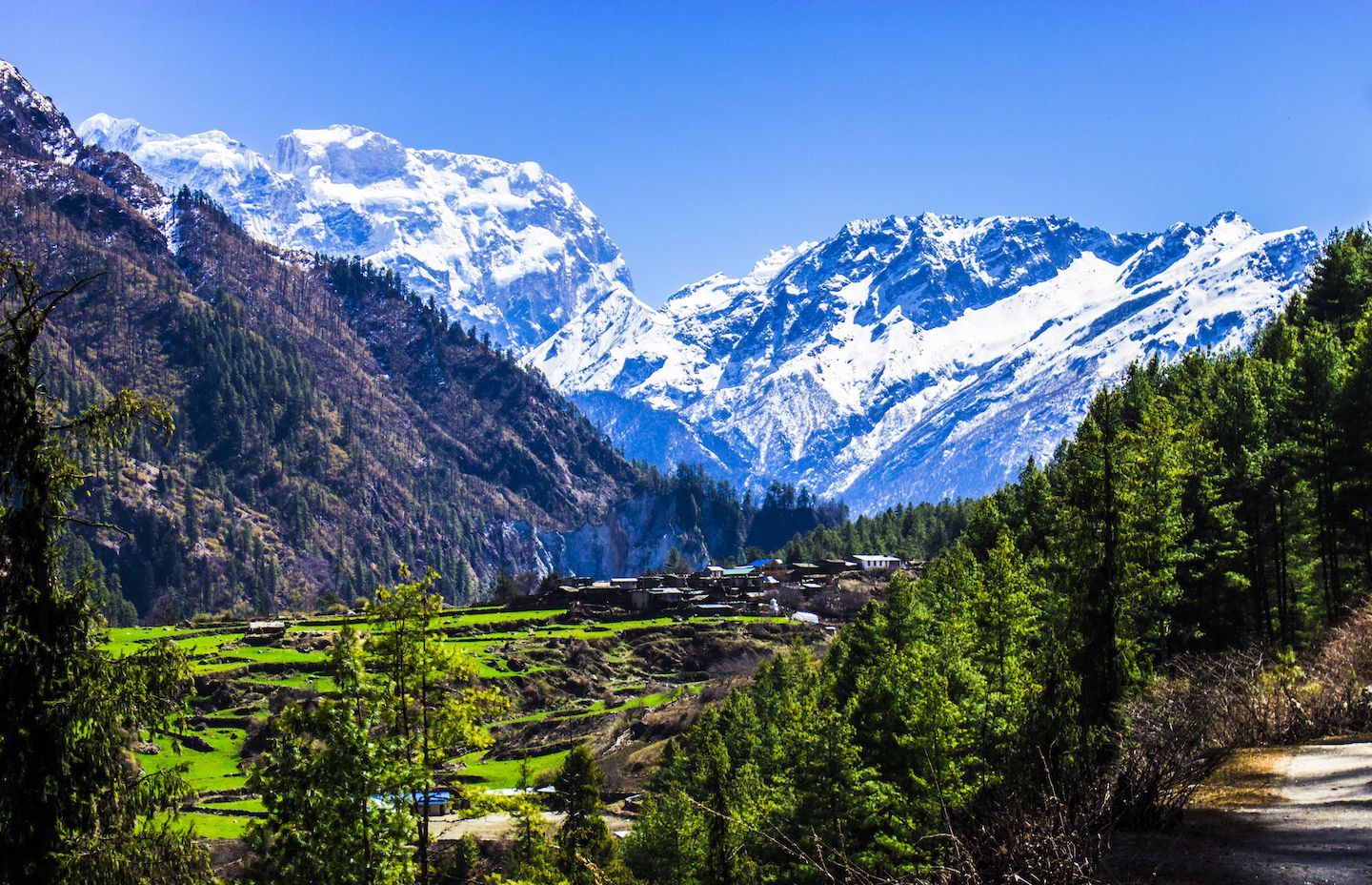 View of Thanchok, Annapurna Circuit, Nepal