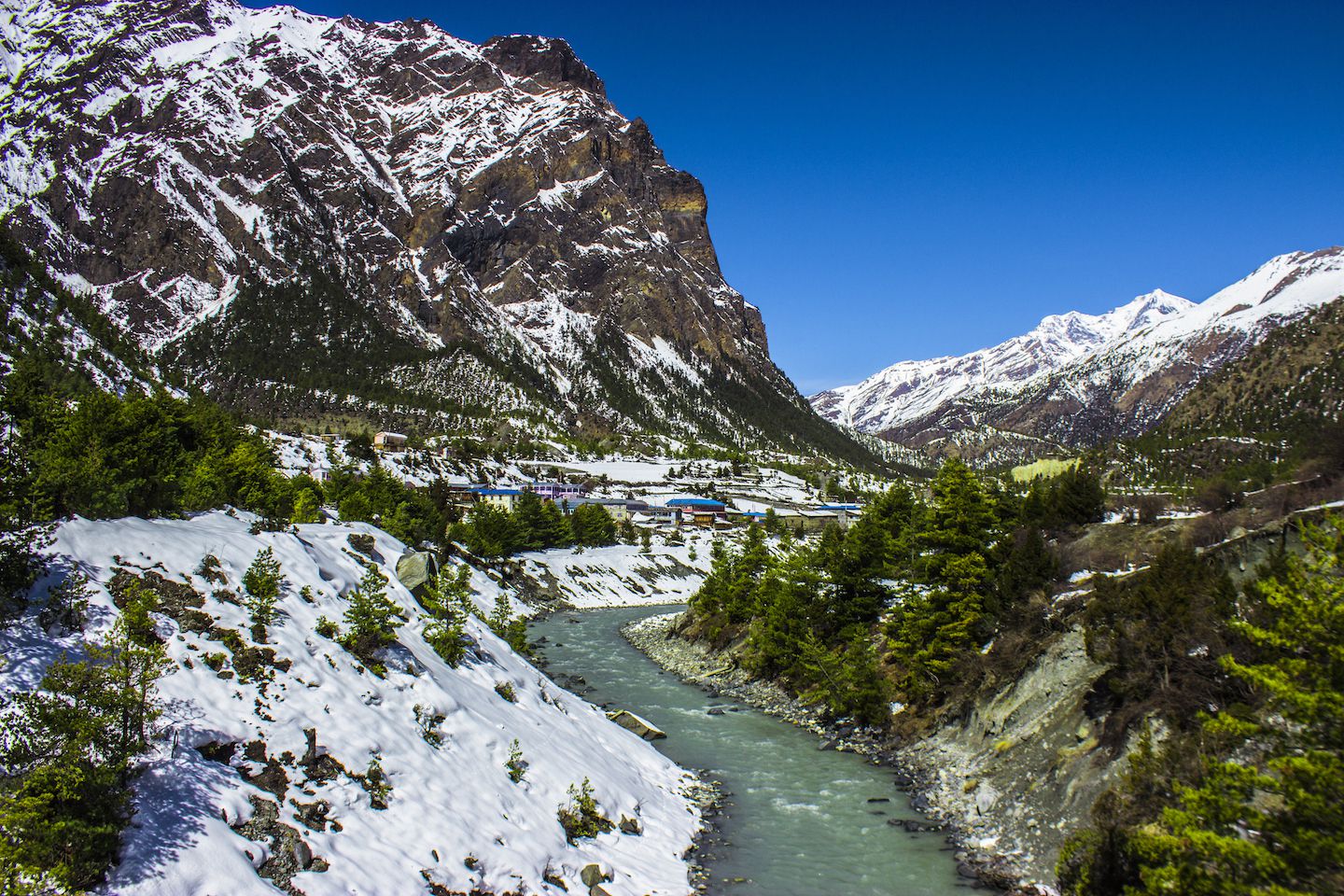 Valley with Lower Pisang, Nepal