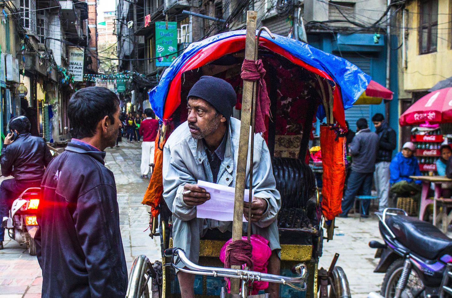 Rickshaw driver in Kathmandu, Nepal