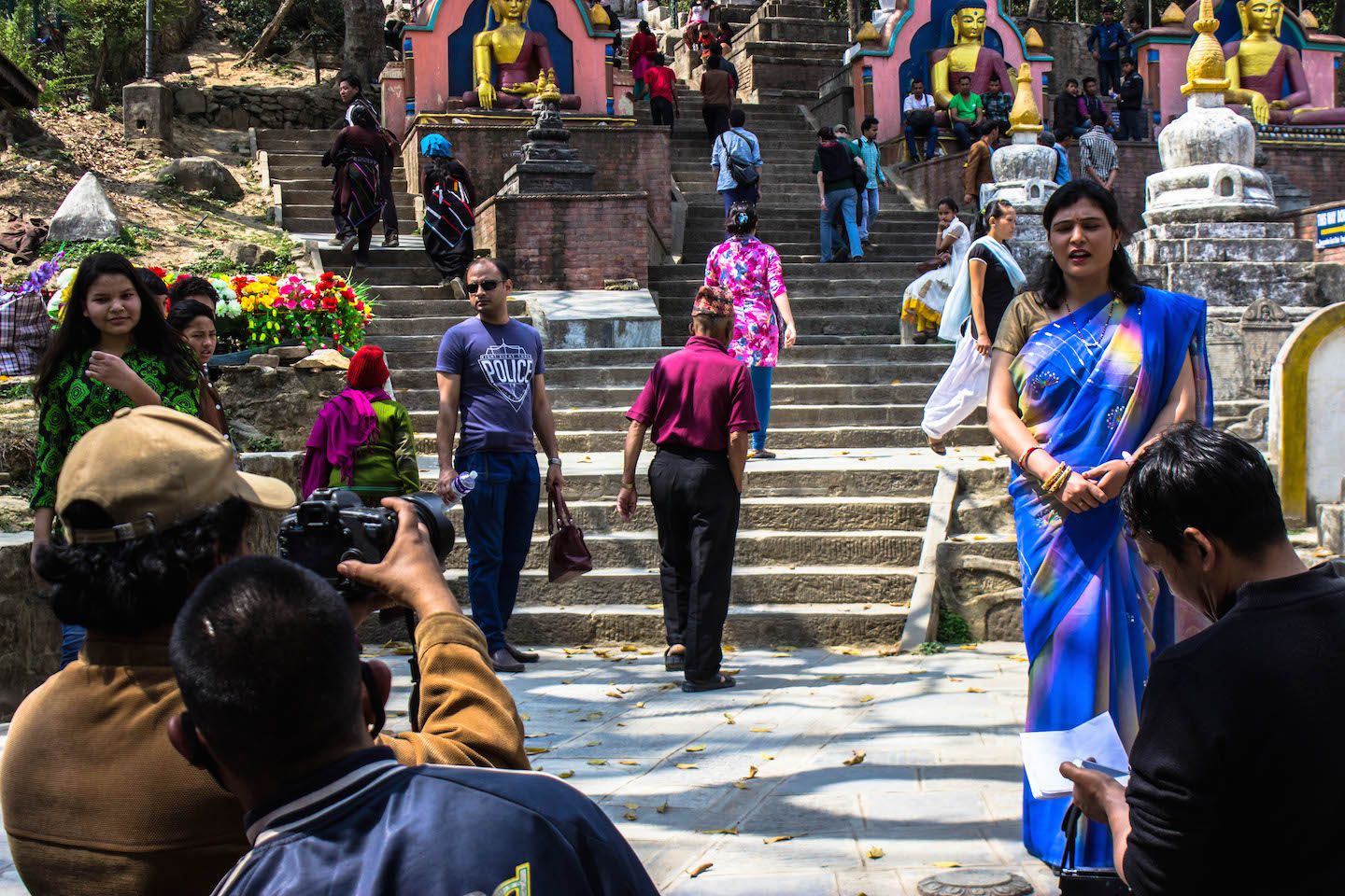 Video shoot on the way to Swayambhunath, Kathmandu, Nepal