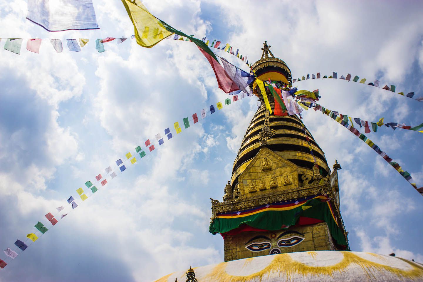 Swayambhunath and the prayer flags, Kathmandy, Nepal