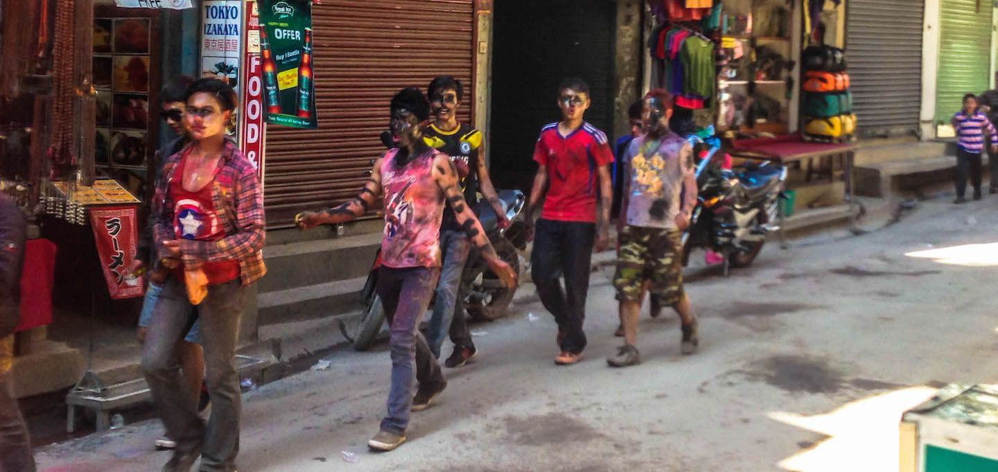 Locals celebrating Holi, Kathmandu, Nepal