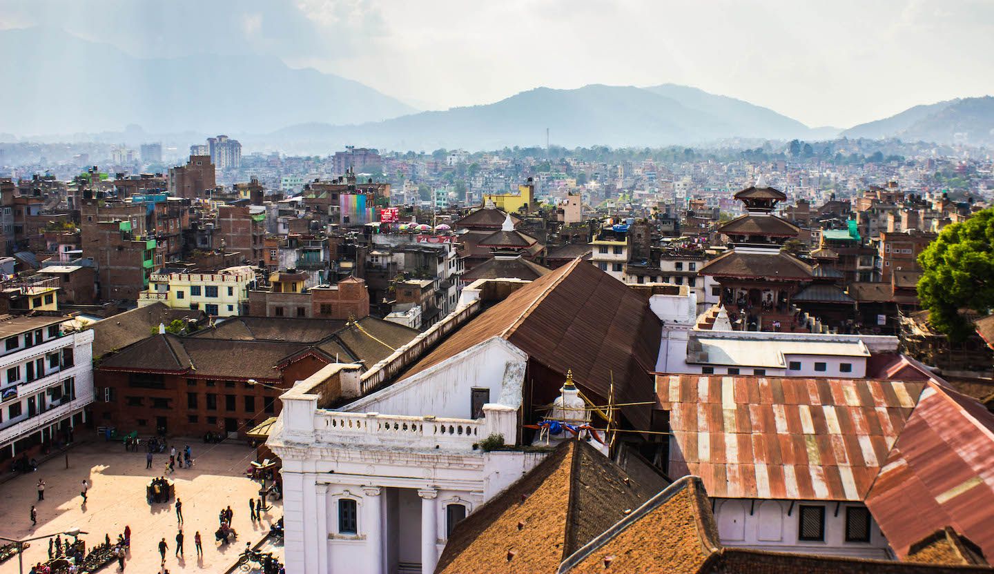 View from the 9th floor of a temple at Basantapur Durbar Square, Kathmandu, Nepal