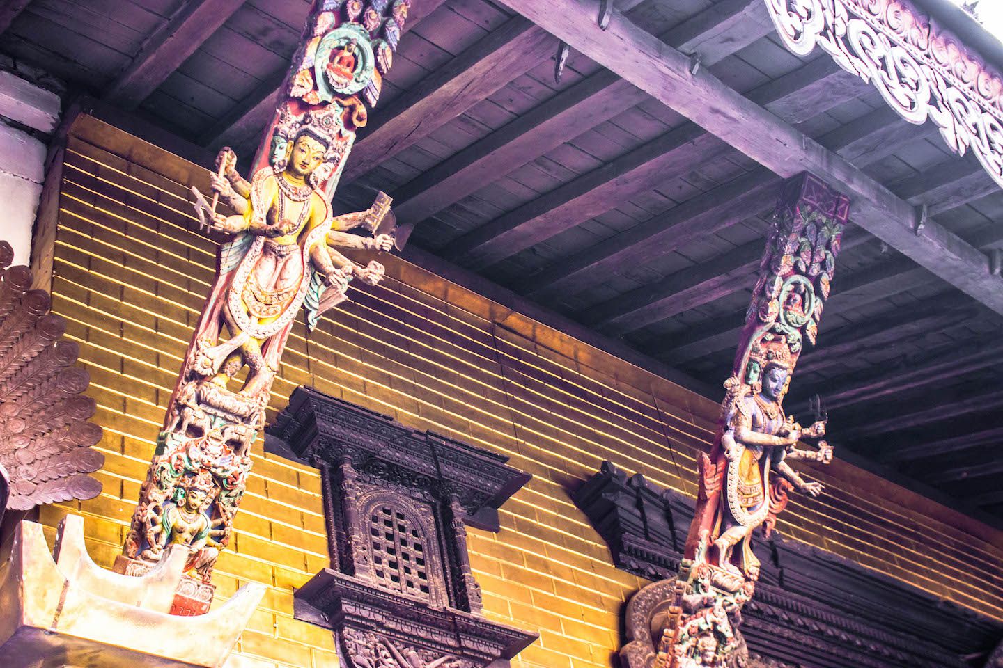 Carved roof struts, Patan, Nepal