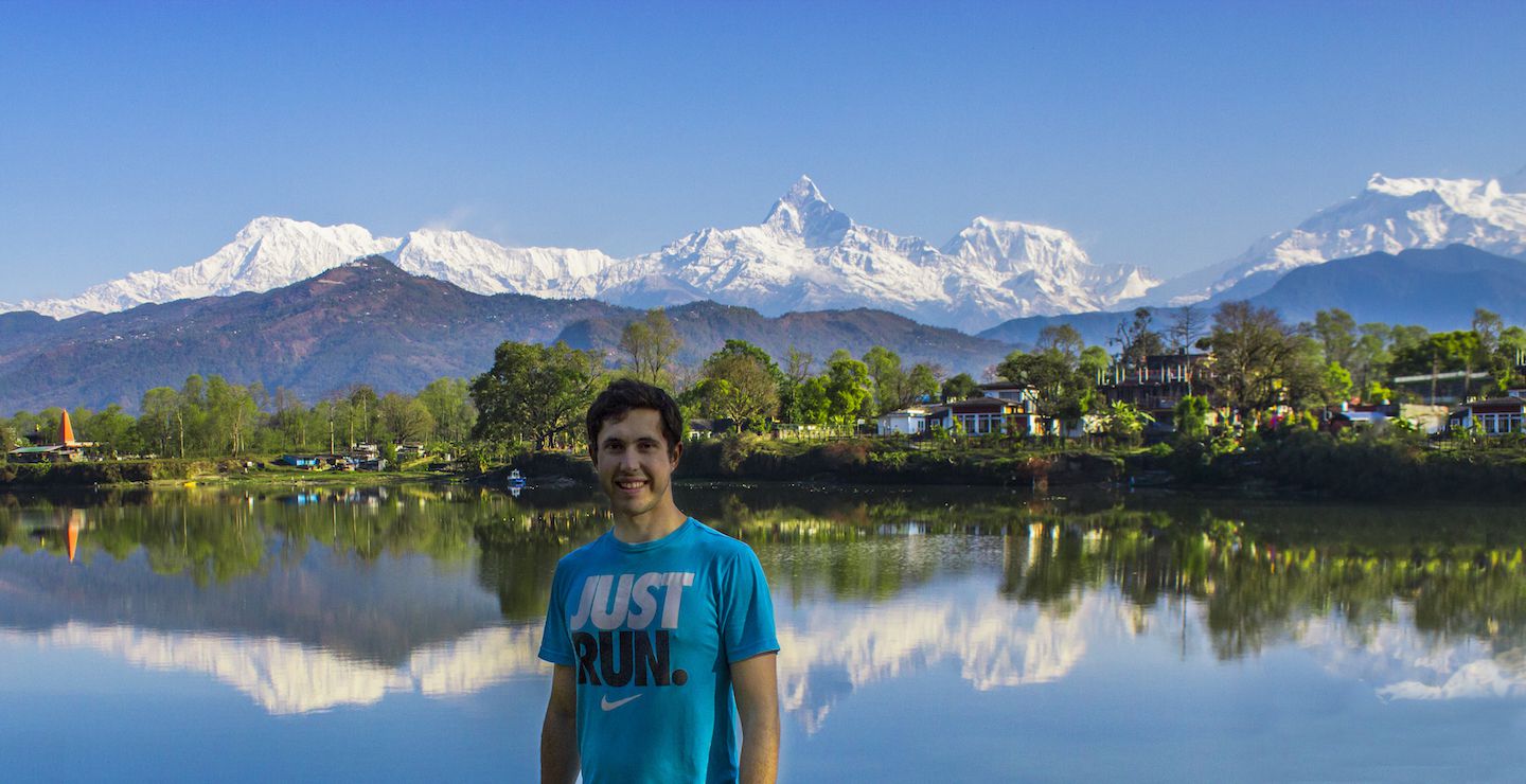 Carlos and the Annapurna Himalayan Range, Pokhara, Nepal
