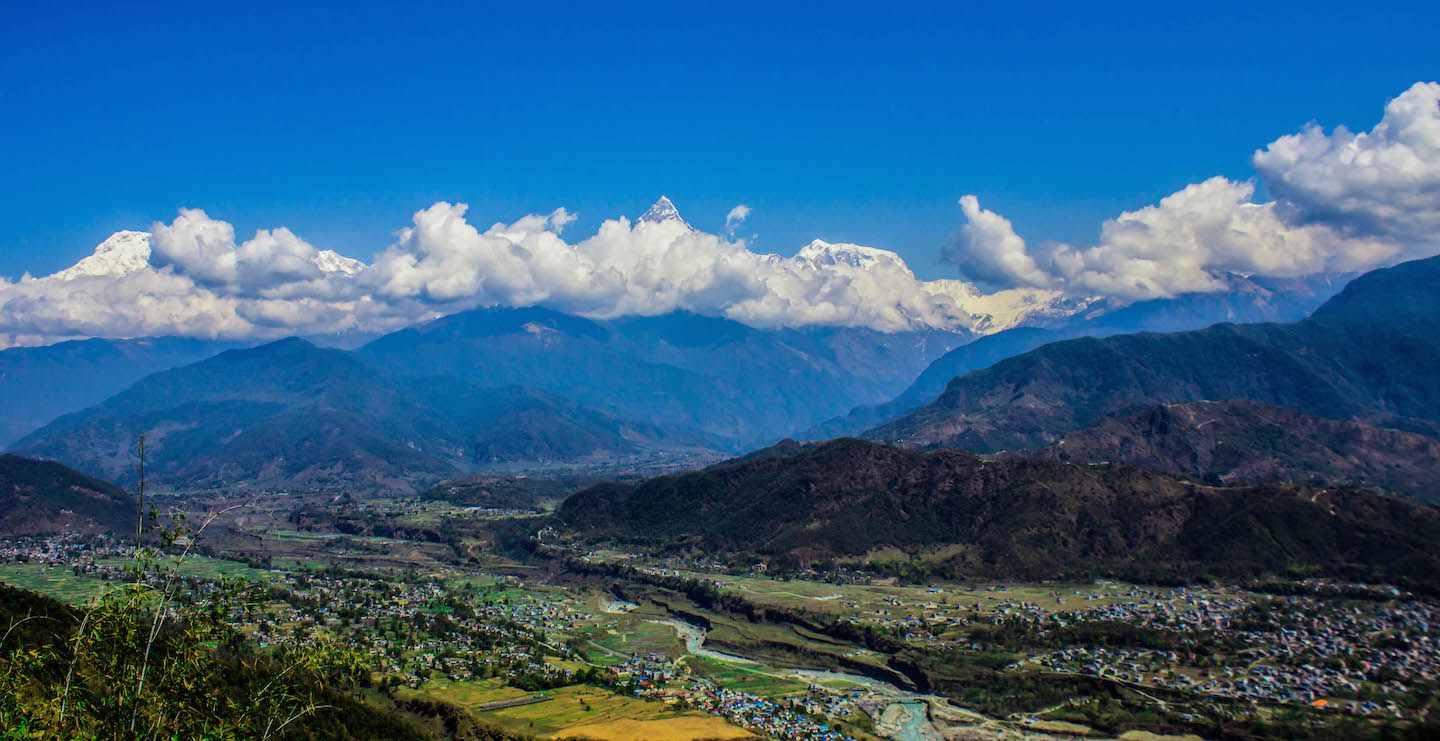 Annapurna Himalayan Range covered by clouds, Sarangkot, Pokhara, Nepal