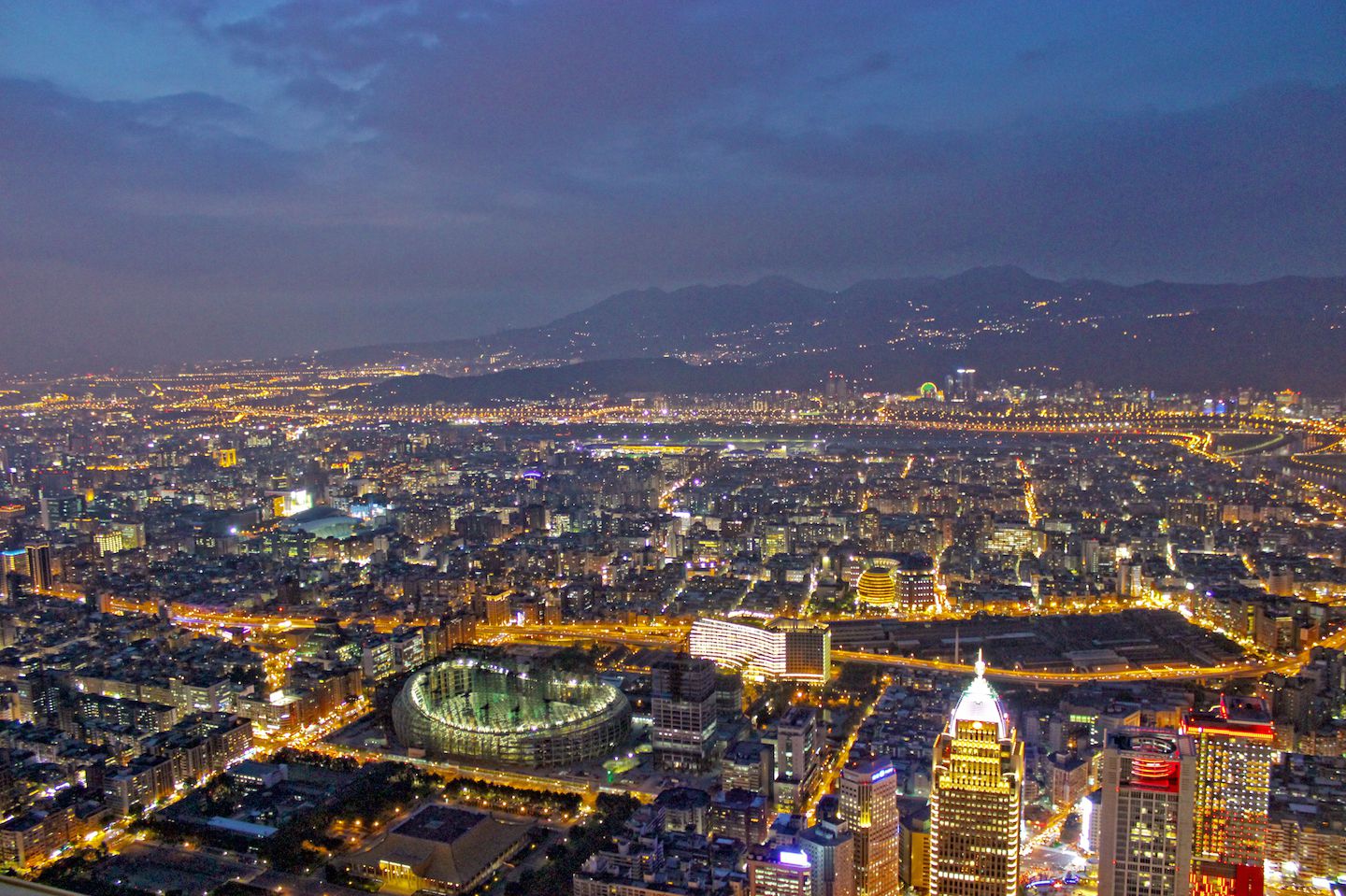 North Taipei City viewed from the Taipei 101 outdoors observatory