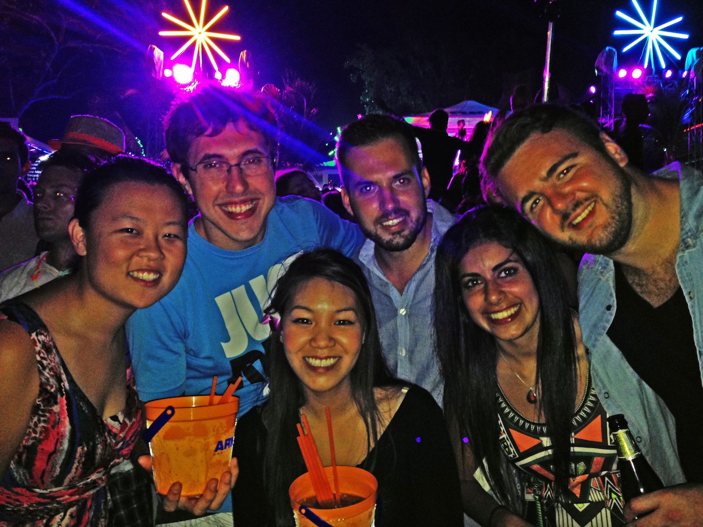 Our group during the New Year's party at the ARKbar, Chaweng Beach, Koh Samui, Thailand