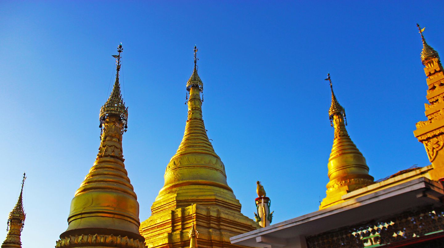 Pagodas on top of Mandalay Hill, Mandalay, Myanmar