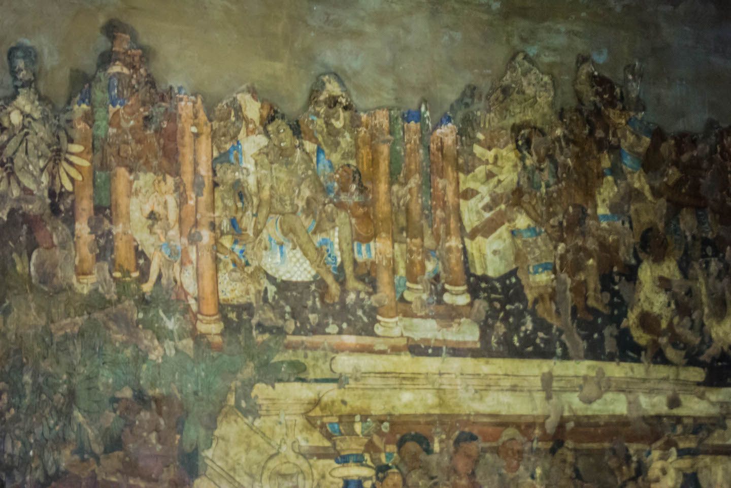 Paintings inside the Ajanta Caves, India