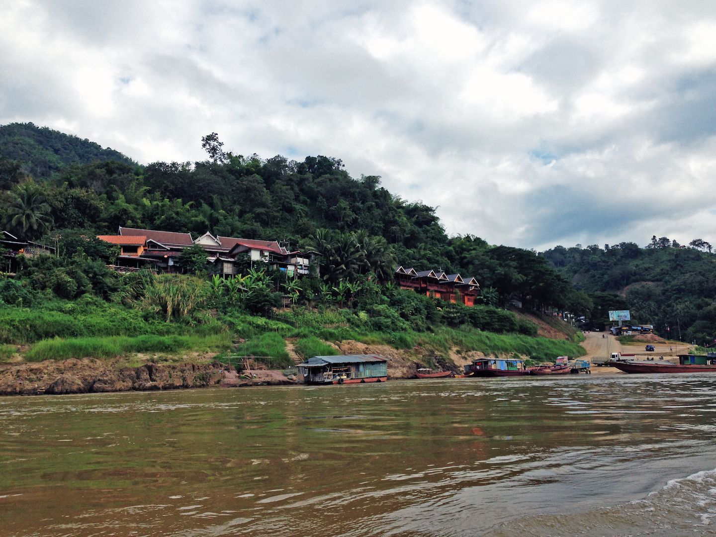 Pakbeng viewed from the slow-boat in Laos