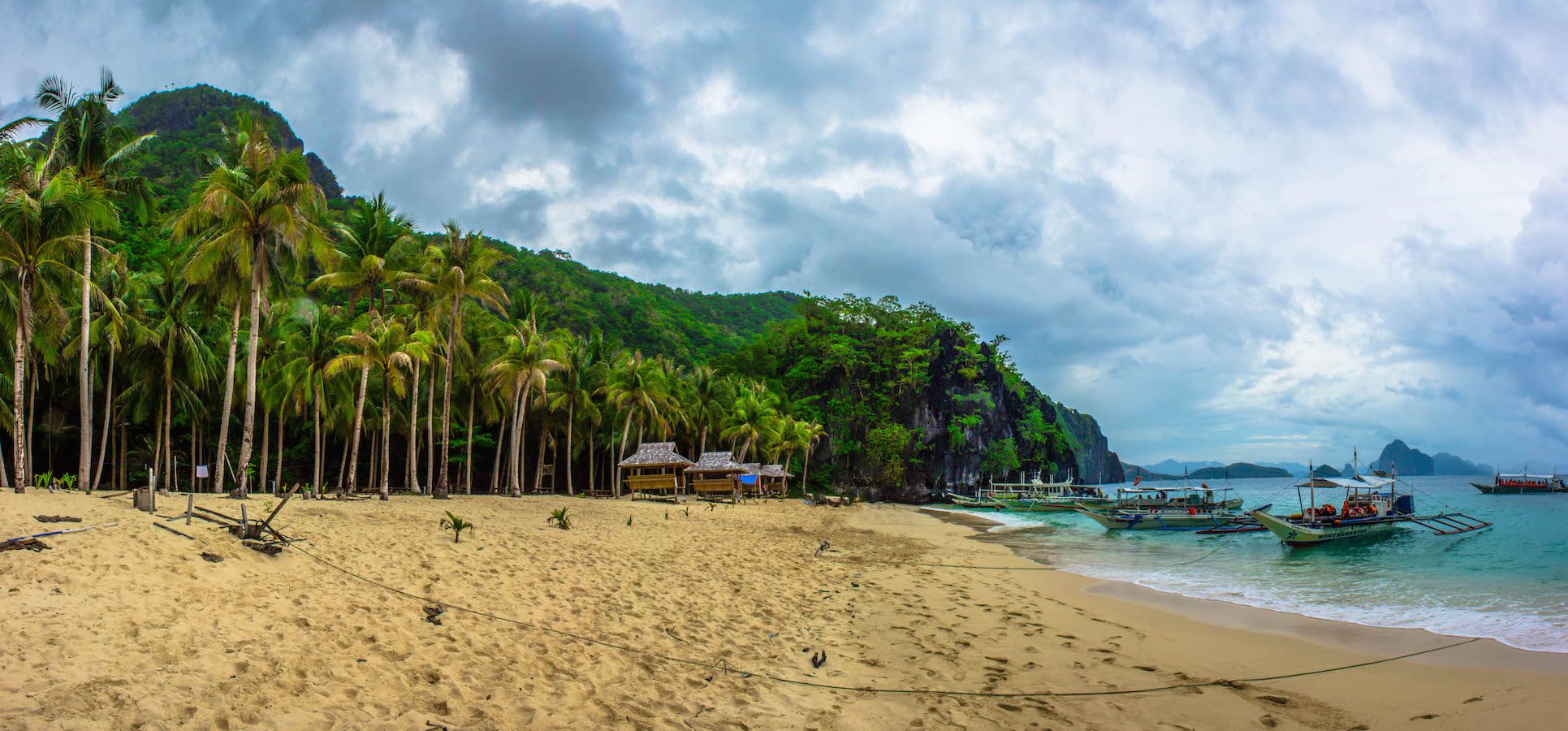 Panoramic view of 7 Commando Beach, El Nido, Philippines
