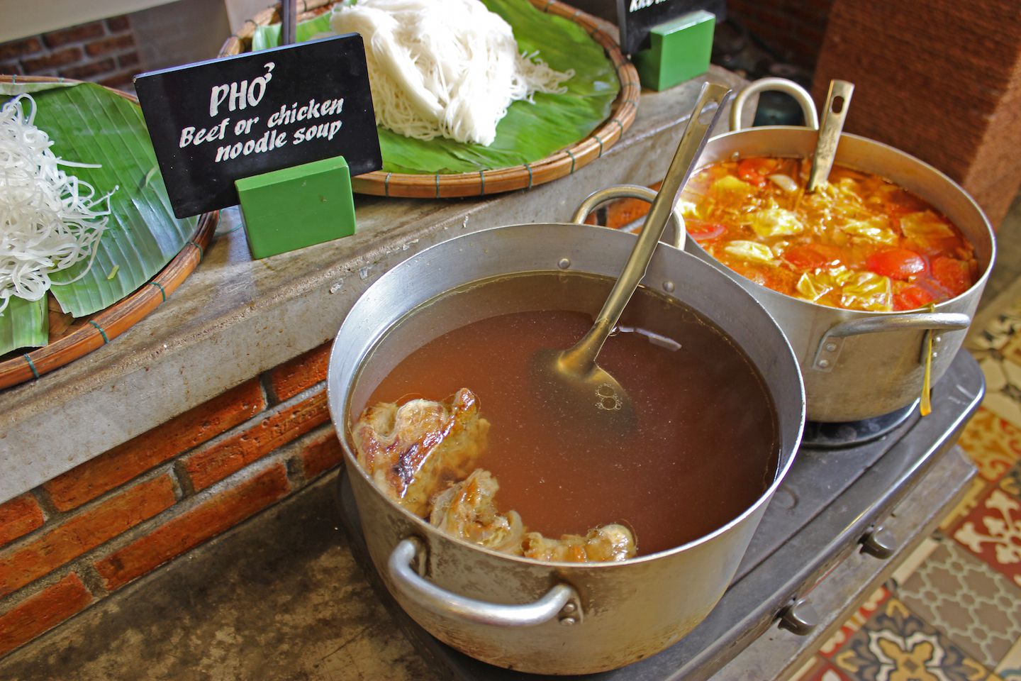 Pho broth being boiled