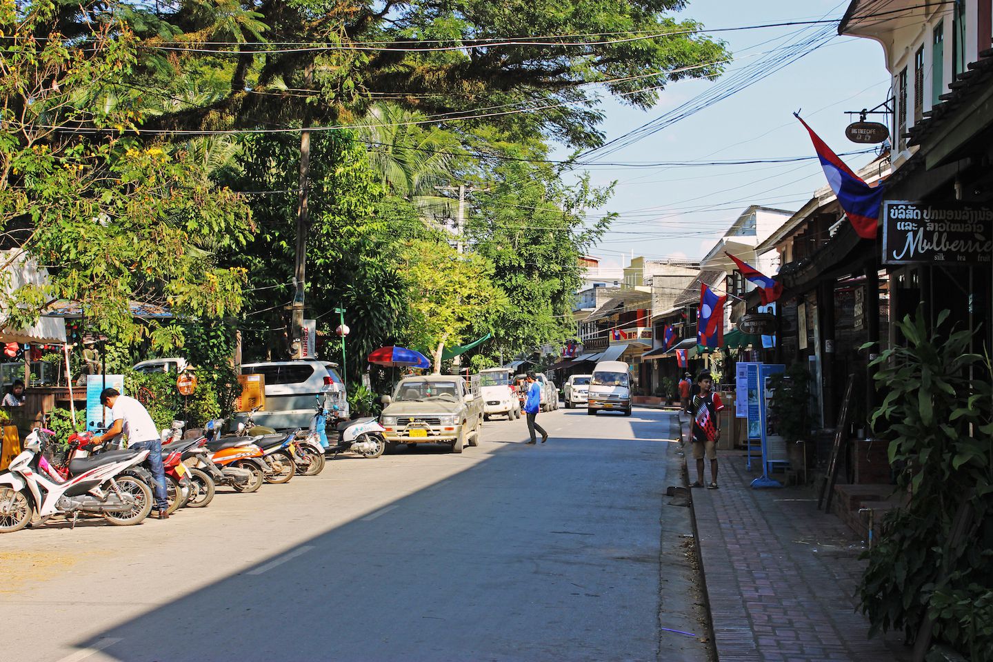 Restaurants and Guesthouses on the streets of Luang Prabang, Laos