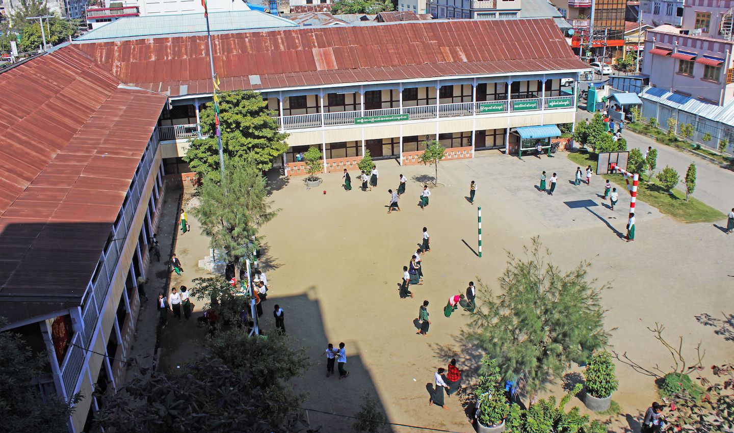 School kids playing, Mandalay, Myanmar