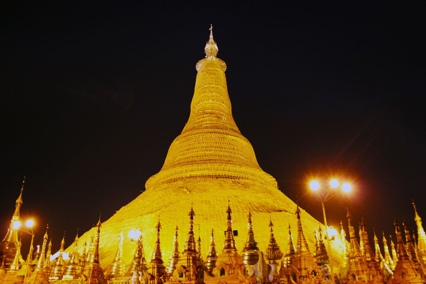Schwedagon Pagoda at night, Yangon, Myanmar