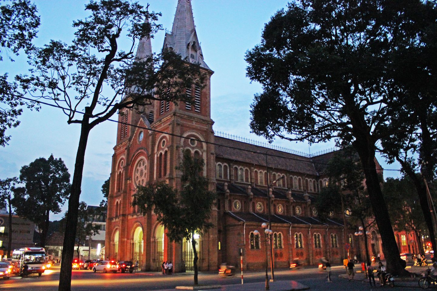 Side view of the Notre Dame Cathedral in HCMC