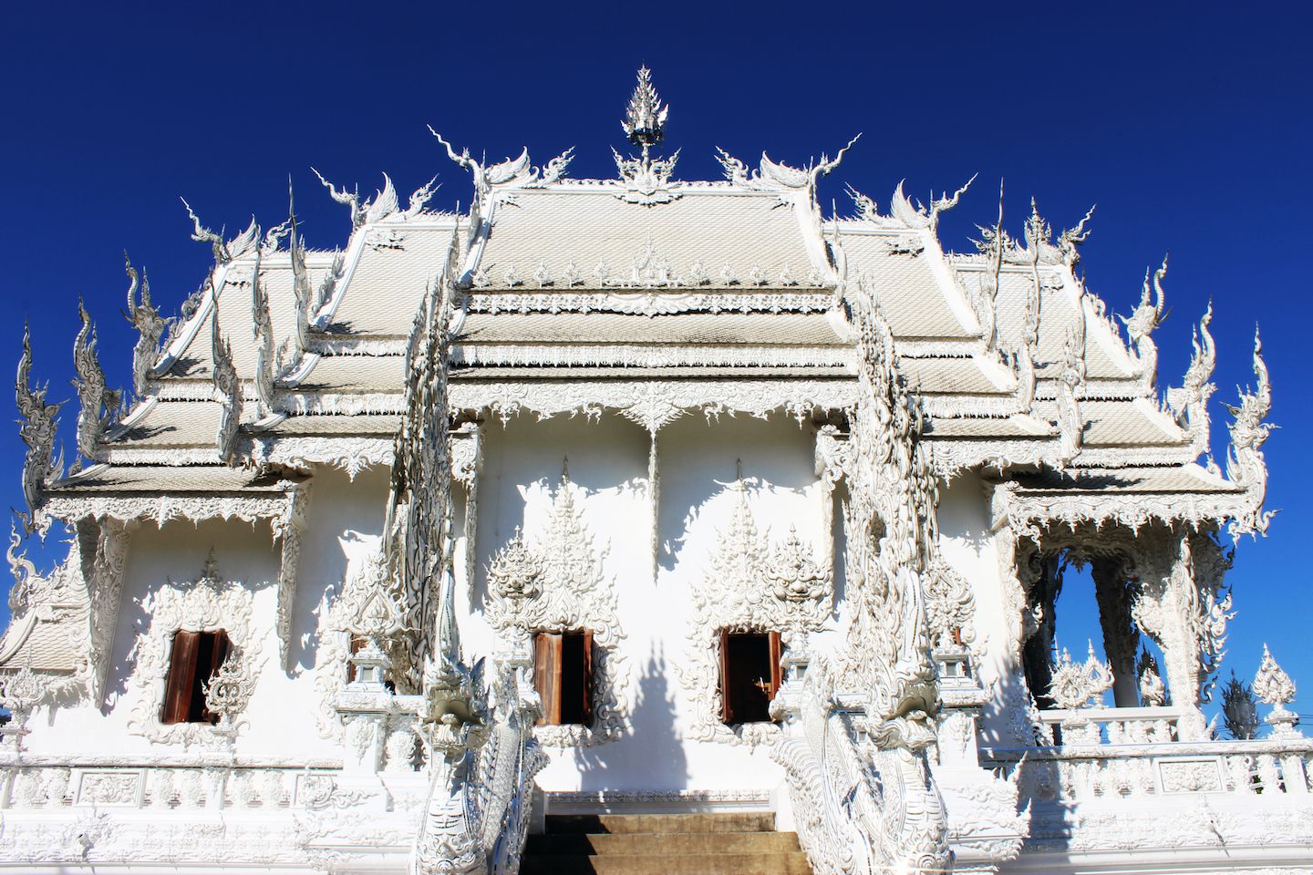Side view of the White temple in Chiang Rai