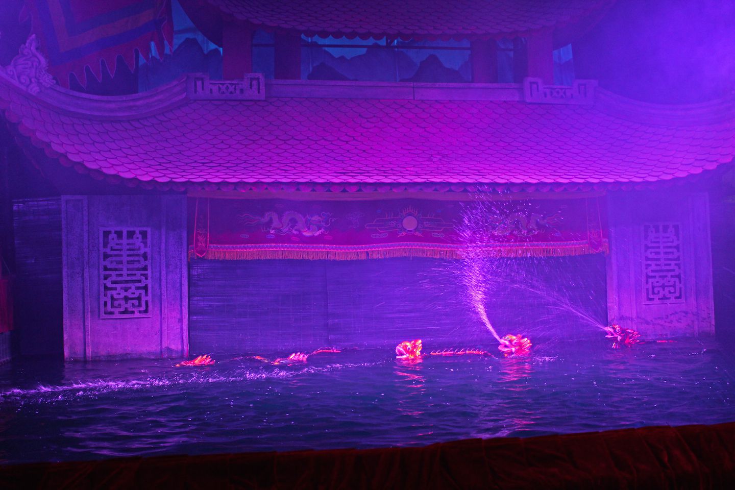 Spitting dragons at Water Puppet show