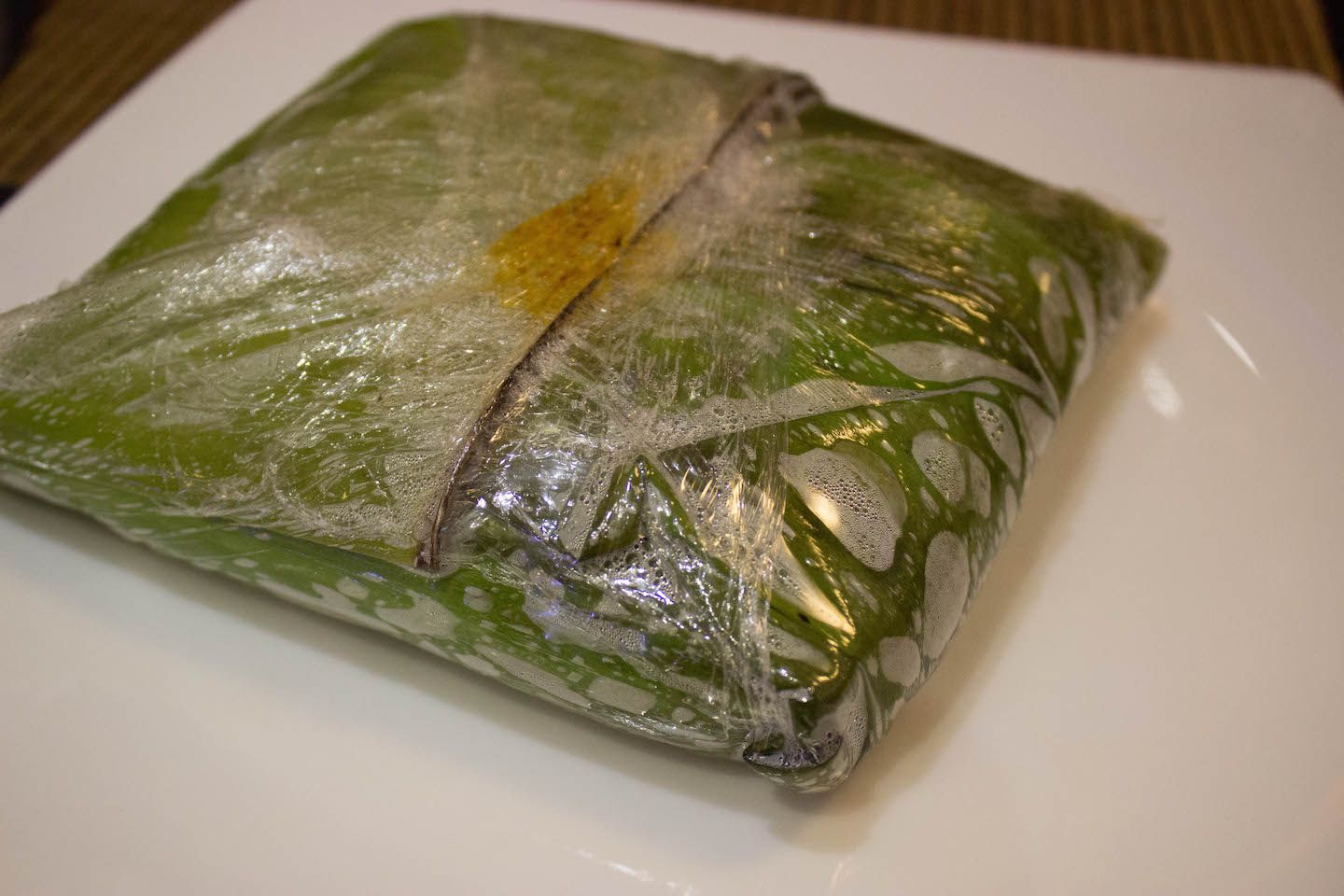 Banana leaf package of lamprais, Sri Lanka
