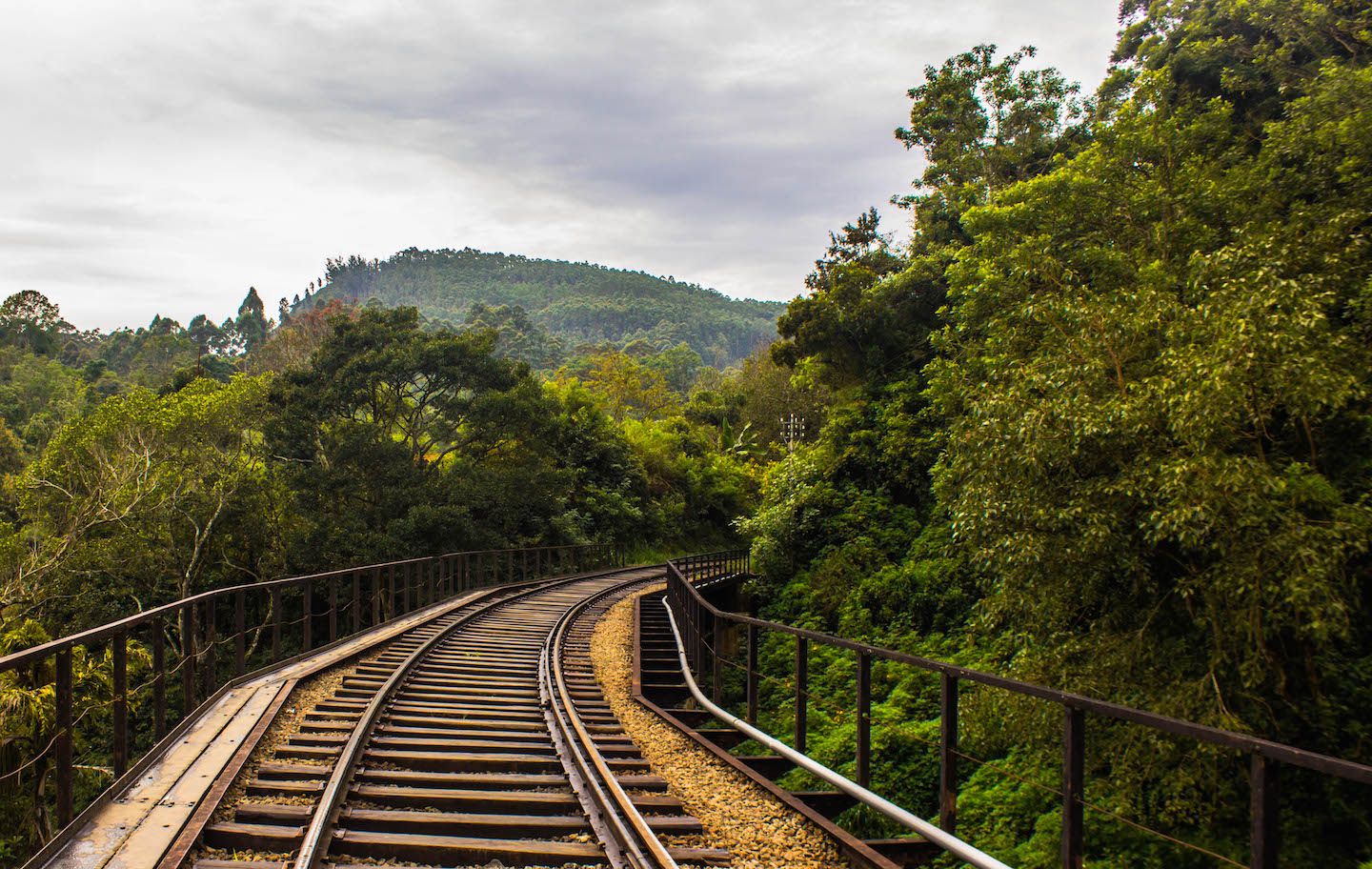Walking on the railroad on the way to Ella Rock, Ella, Sri Lanka