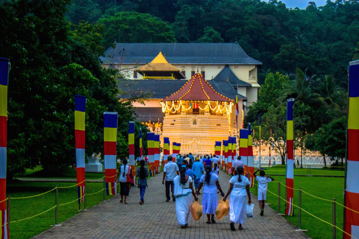 Entering the Temple of the Tooth, Kandy, Sri Lanka