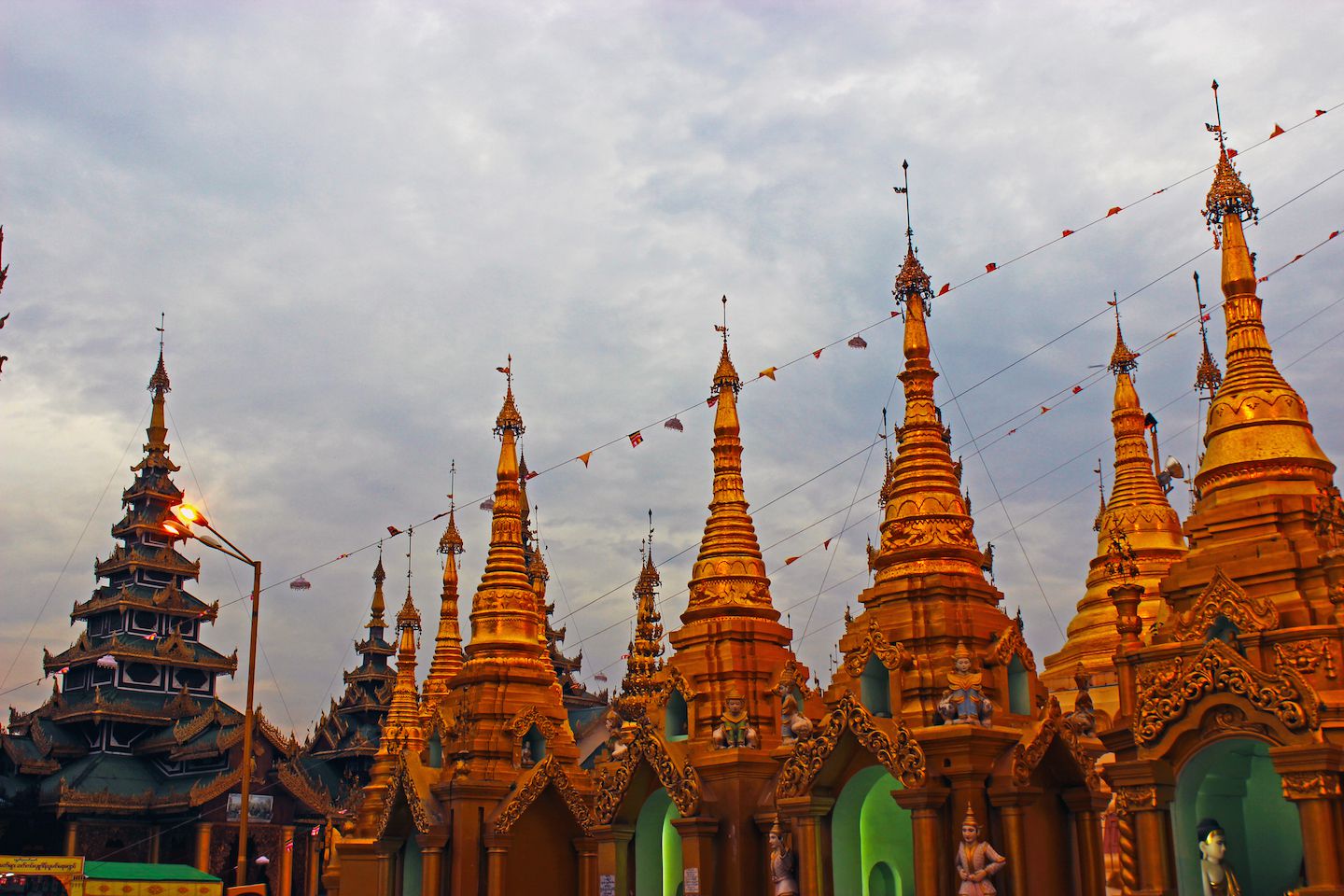 Stupas surrounding Schwedagon Pagoda, Yangon, Myanmar