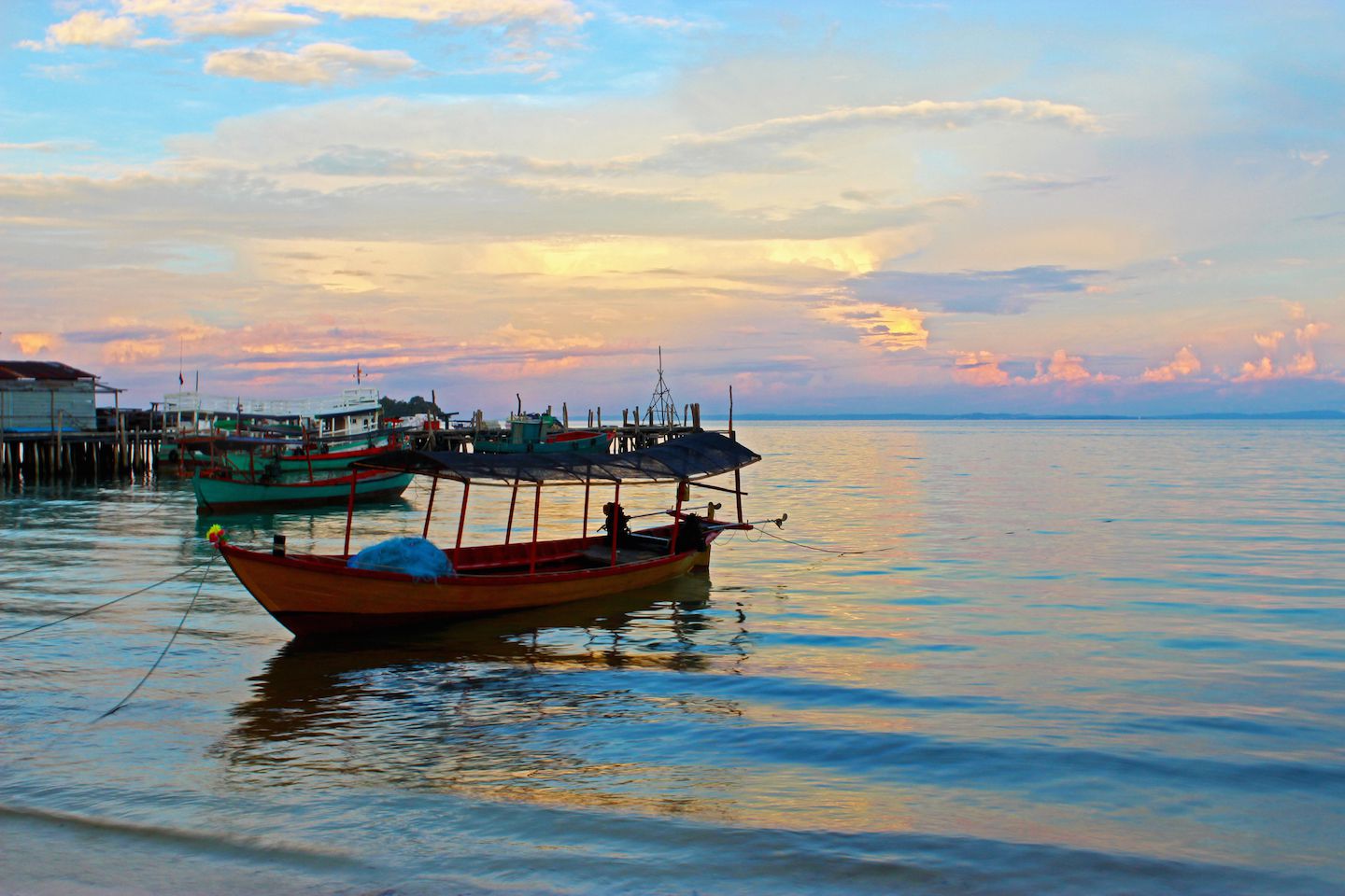 Sunset at the pier in Koh Rong