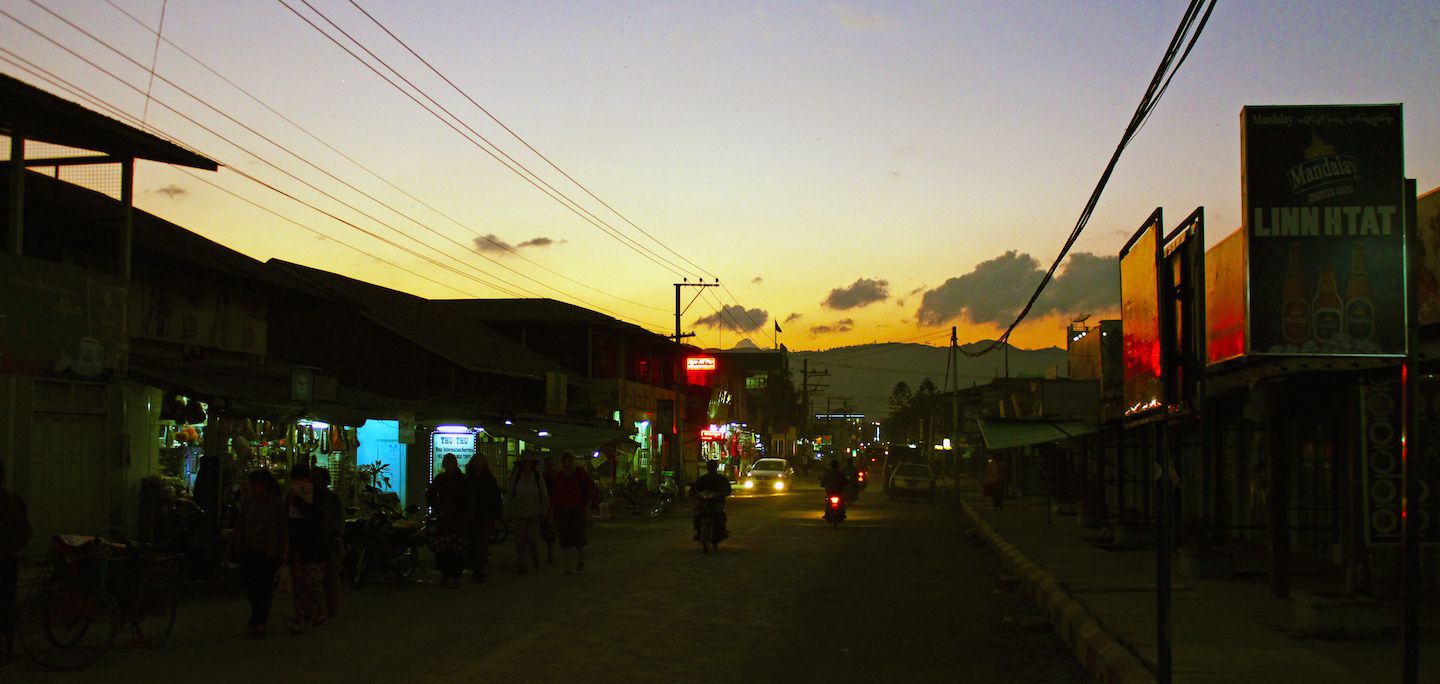 Sunset in Nyaung Schwe, Inle Lake, Myanmar