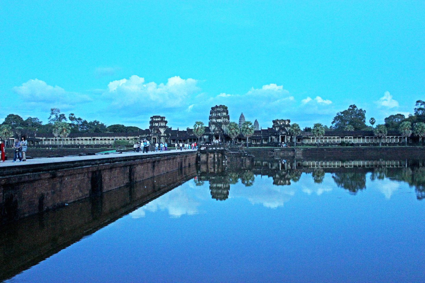 Sunset on the bridge leading to Angkor Wat