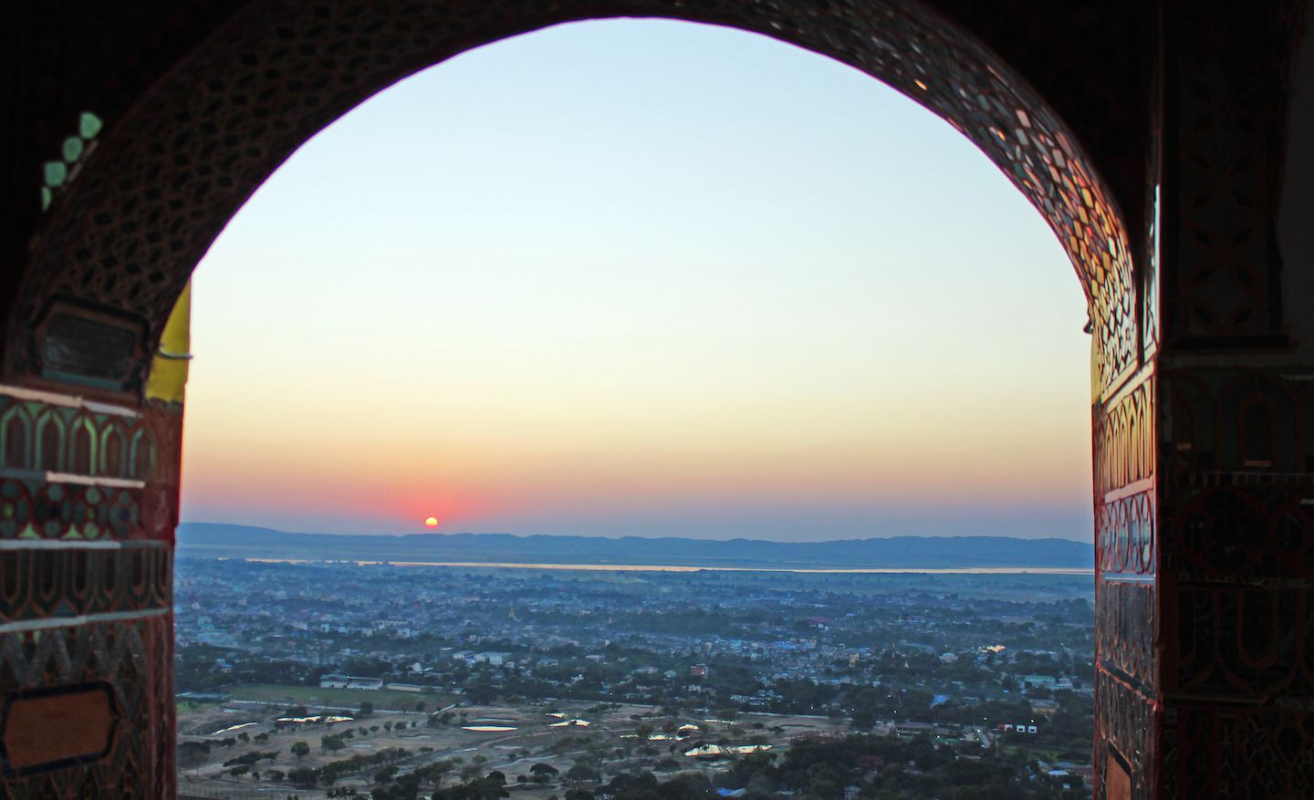 Sunset over Mandalay seen from Mandalay Hill, Mandalay, Myanmar